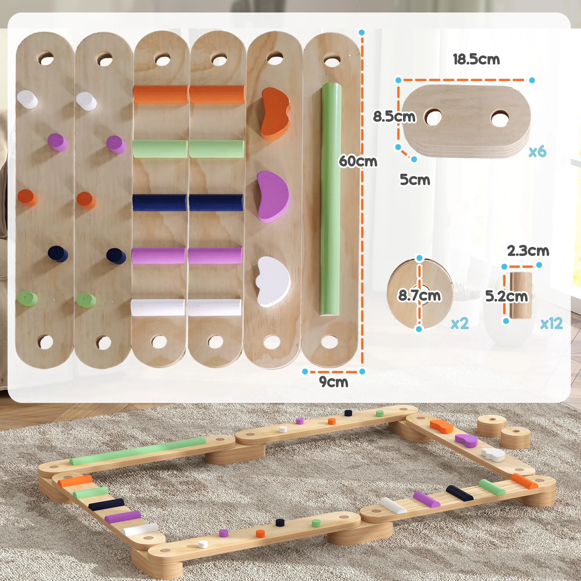 AIYAPLAY Wooden Balance Beam for Kids 3-8 Years Indoor Outdoor Use - Image 5