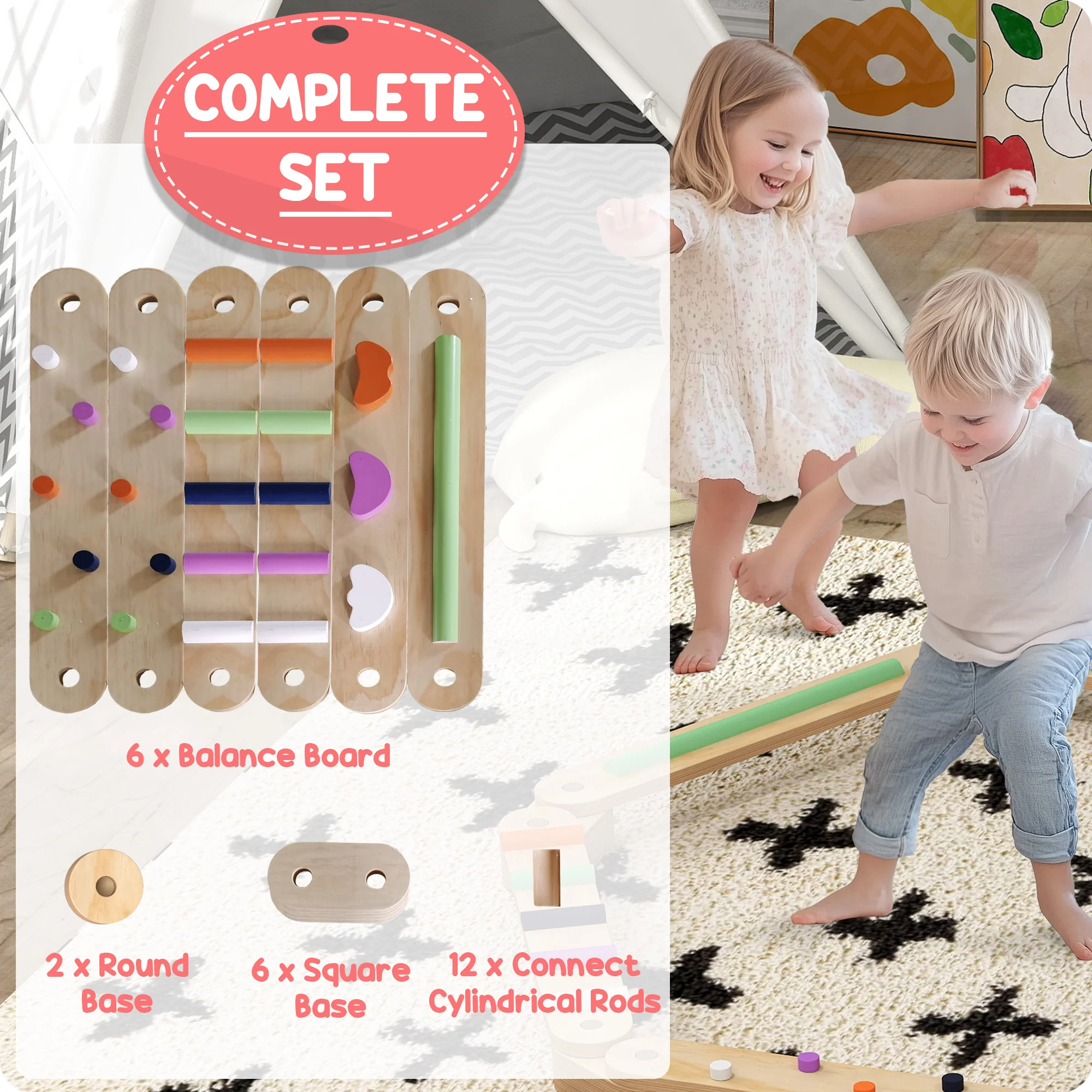 AIYAPLAY Wooden Balance Beam for Kids 3-8 Years Indoor Outdoor Use - Image 7