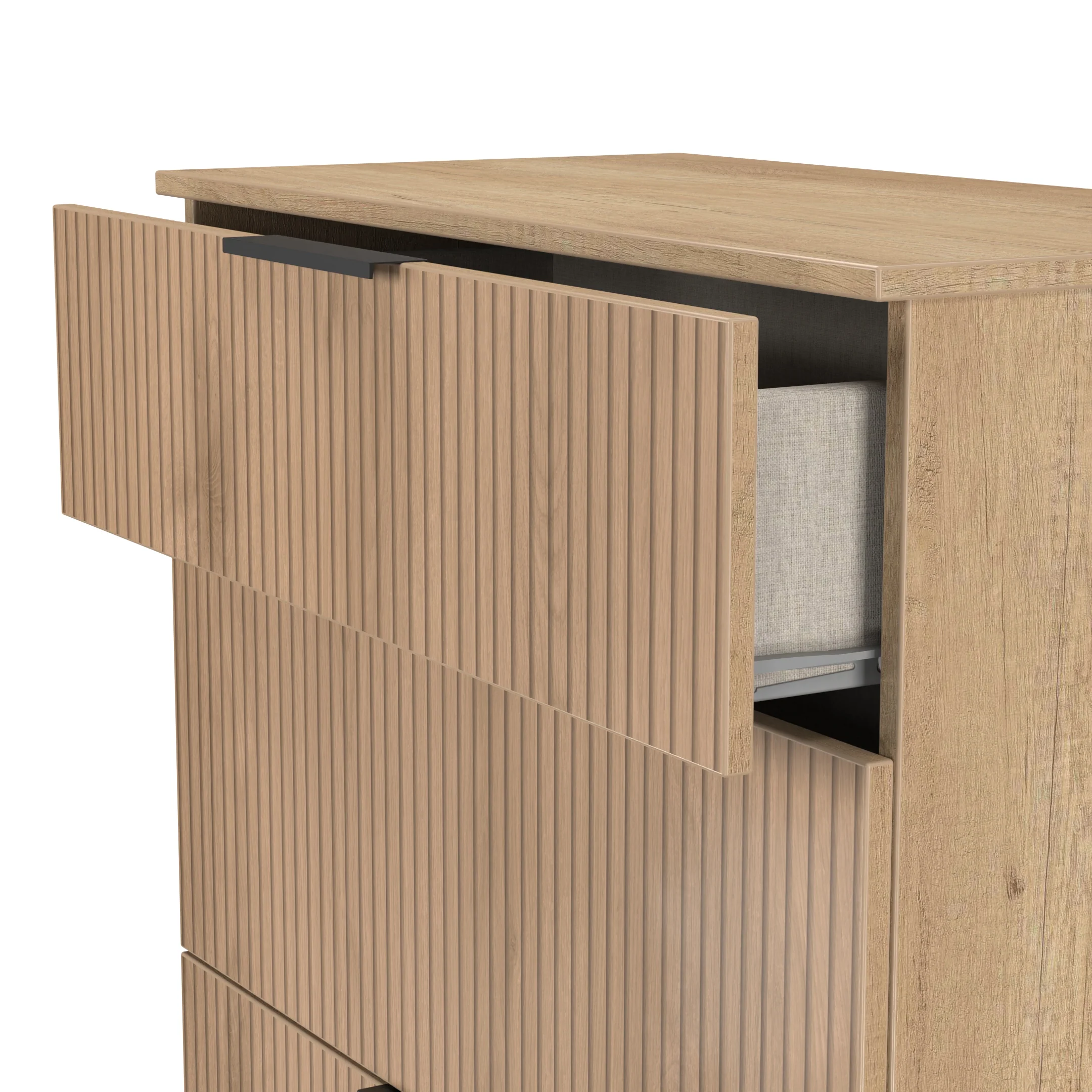 Alaska Ready Assembled 3 Drawer Deep Chest in Slat Effect & Nebraska Oak - Image 5