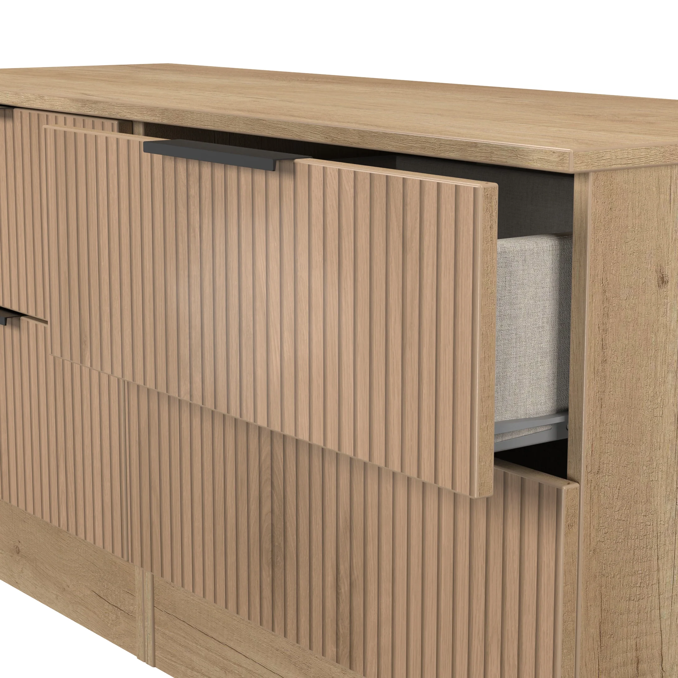 Alaska Ready Assembled 4 Drawer Bed Box in Slat Effect & Nebraska Oak - Image 5