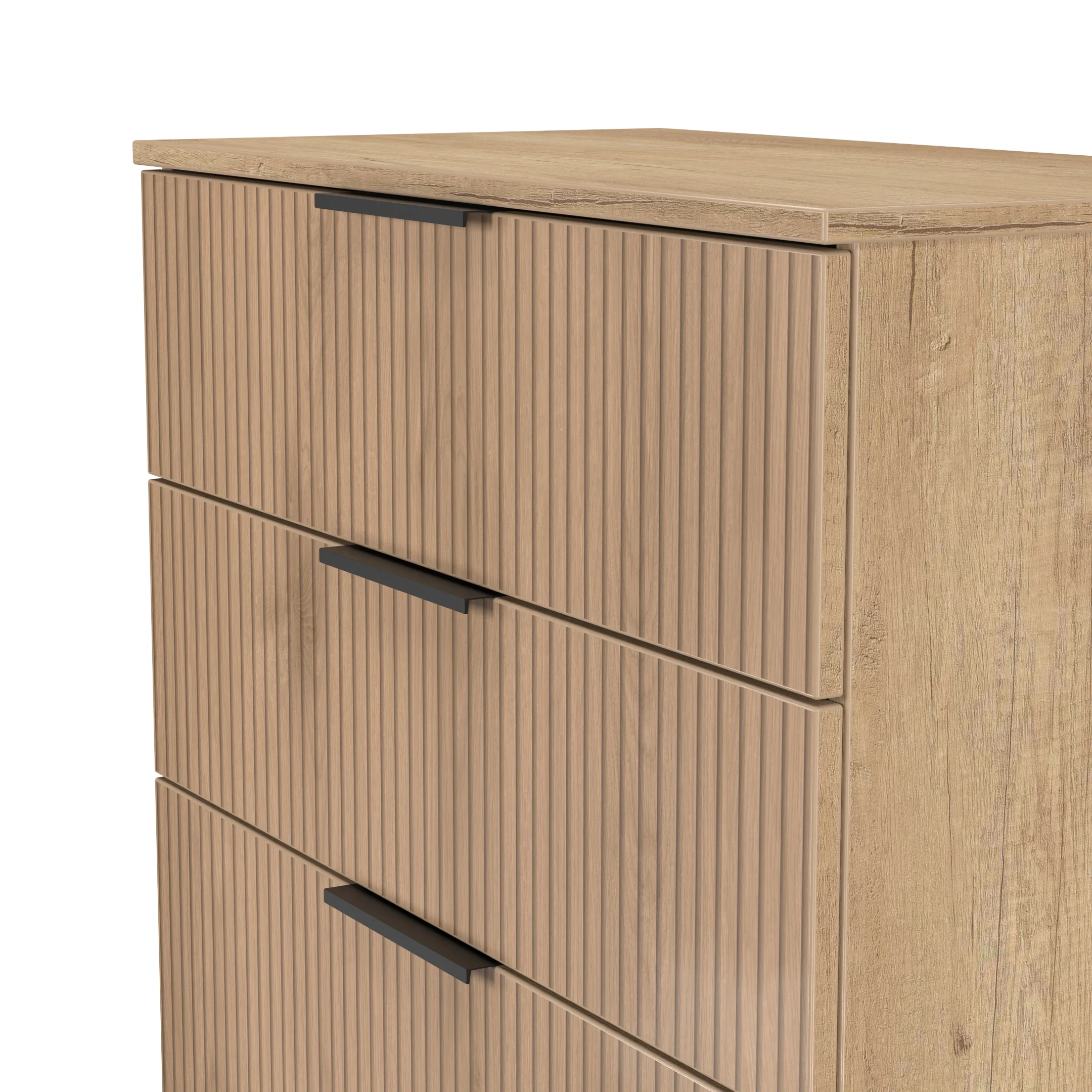 Alaska Ready Assembled 4 Drawer Deep Chest in Slat Effect & Nebraska Oak - Image 4