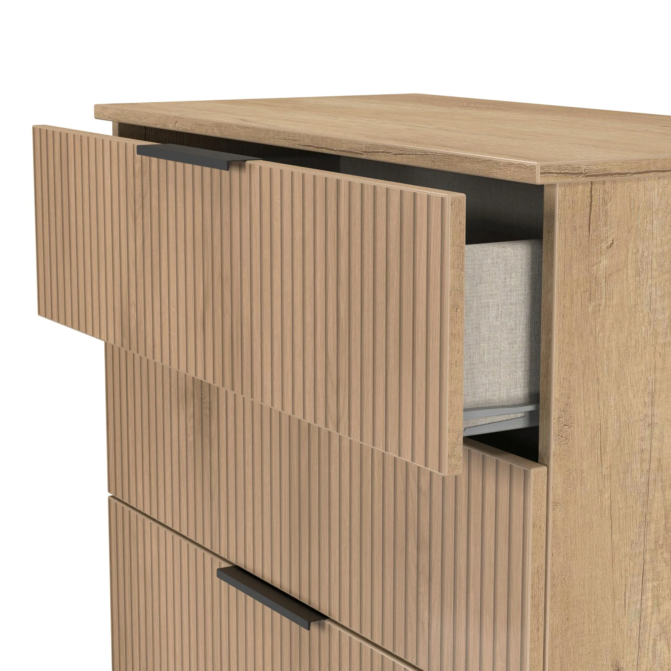Alaska Ready Assembled 4 Drawer Deep Chest in Slat Effect & Nebraska Oak - Image 5