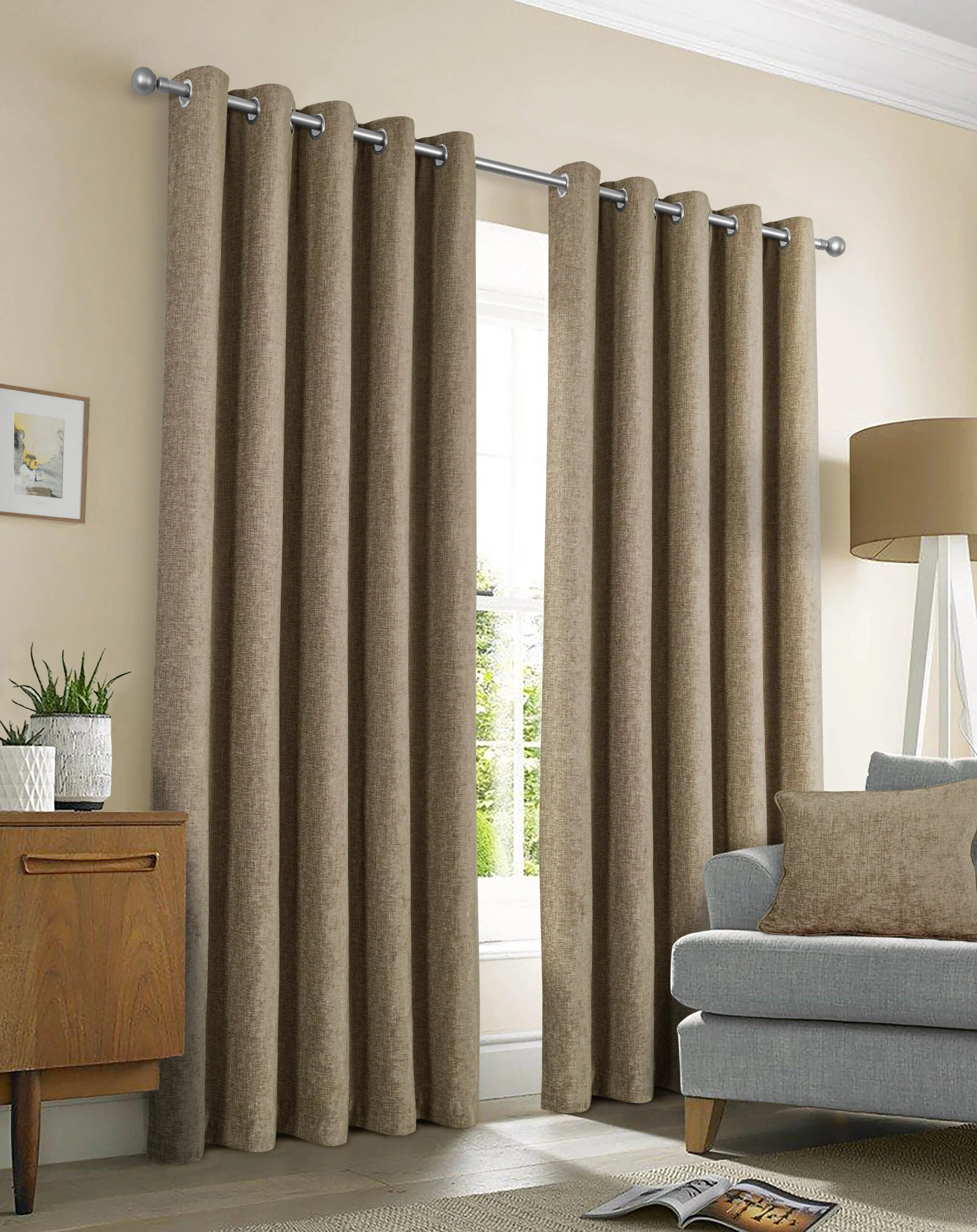 AMBERLEY EARTH EYELET CURTAINS THERMAL