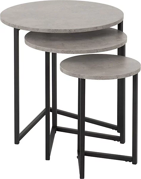 ATHENS ROUND 3PC NEST OF TABLES - CONCRETE EFFECT - Image 5