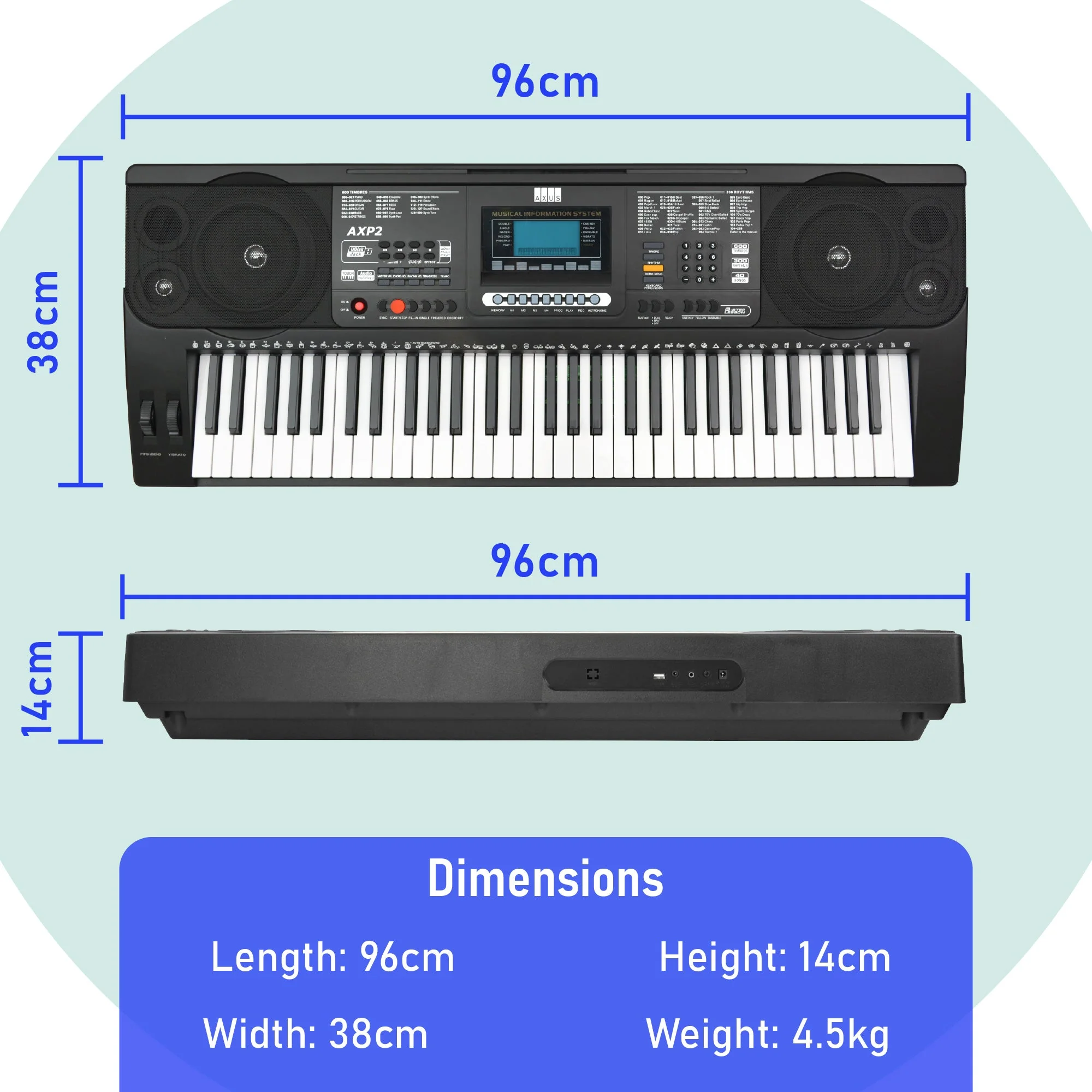 Axus 61 Key Touch Sensitive Keyboard Pack - Image 4