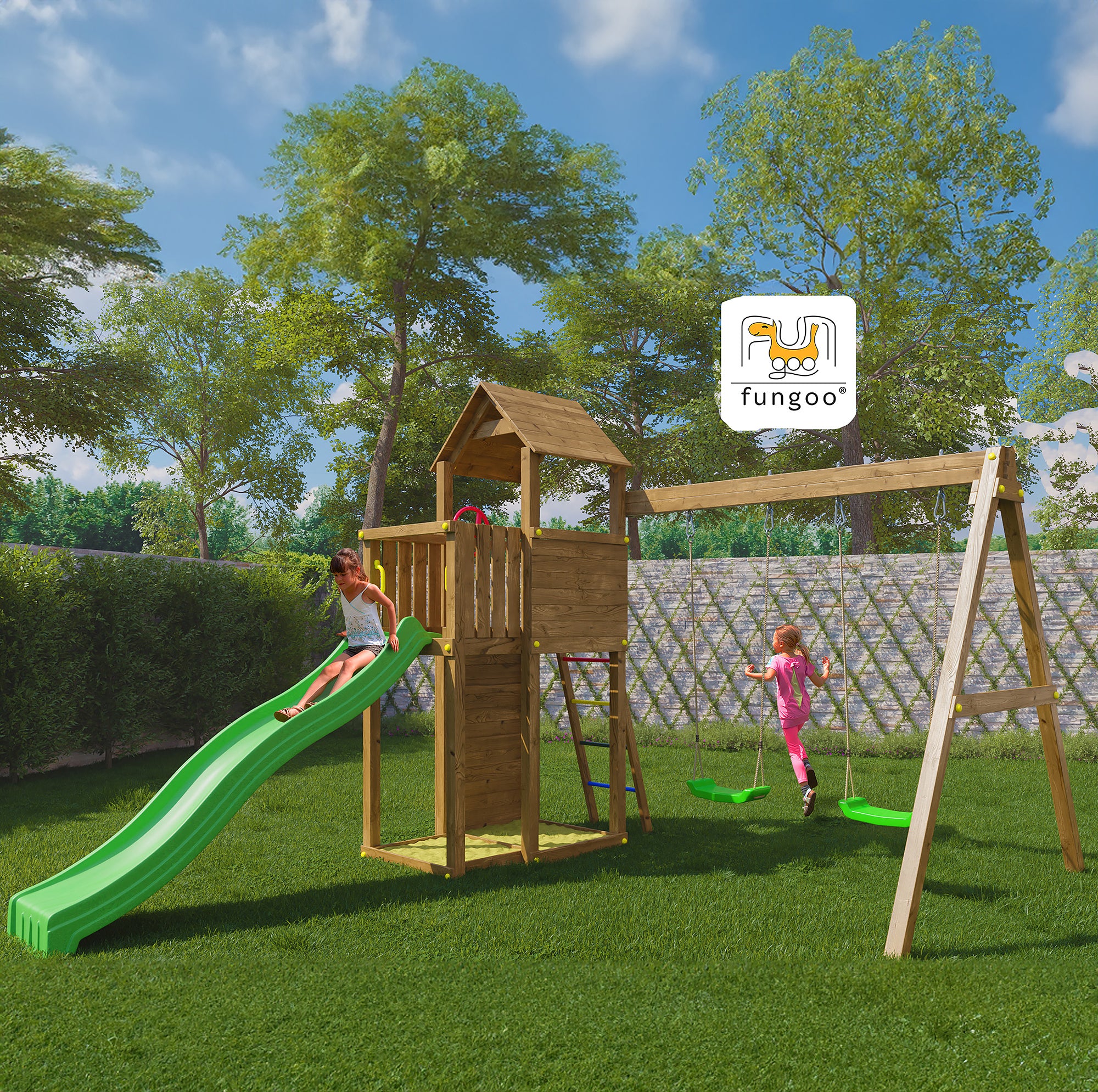 Boomer Playfort - Climbing Frame With Swings And Slide - Image 2