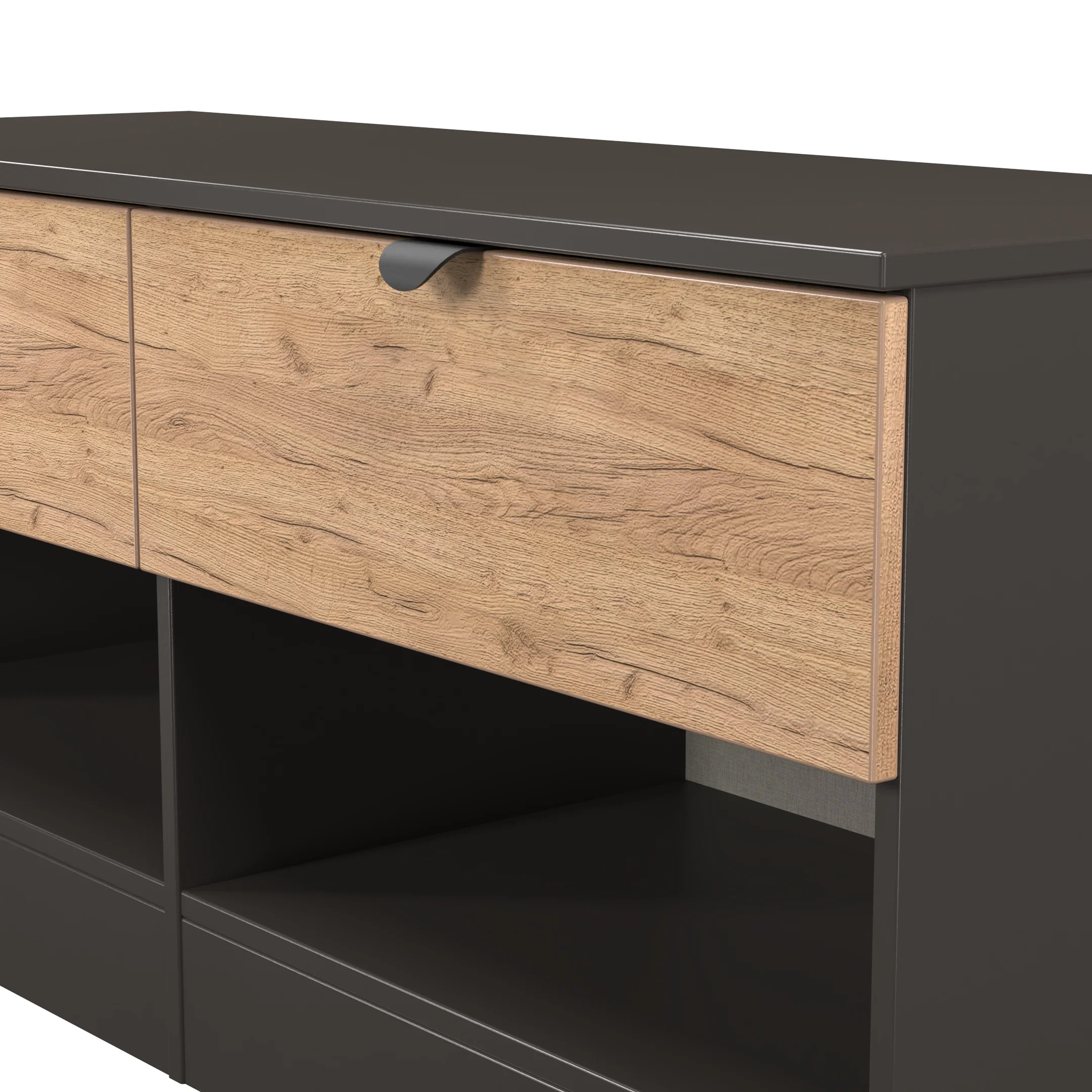 Bora 2 Drawer Bed Box in Gold Craft Oak & Graphite - Ready Assembled - Image 4