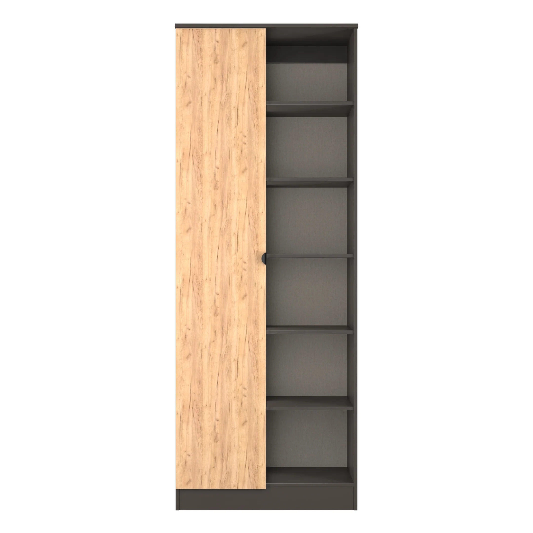 Bora Tall 2 Door 1 Drawer Robe in Gold Craft Oak & Graphite - Ready Assembled