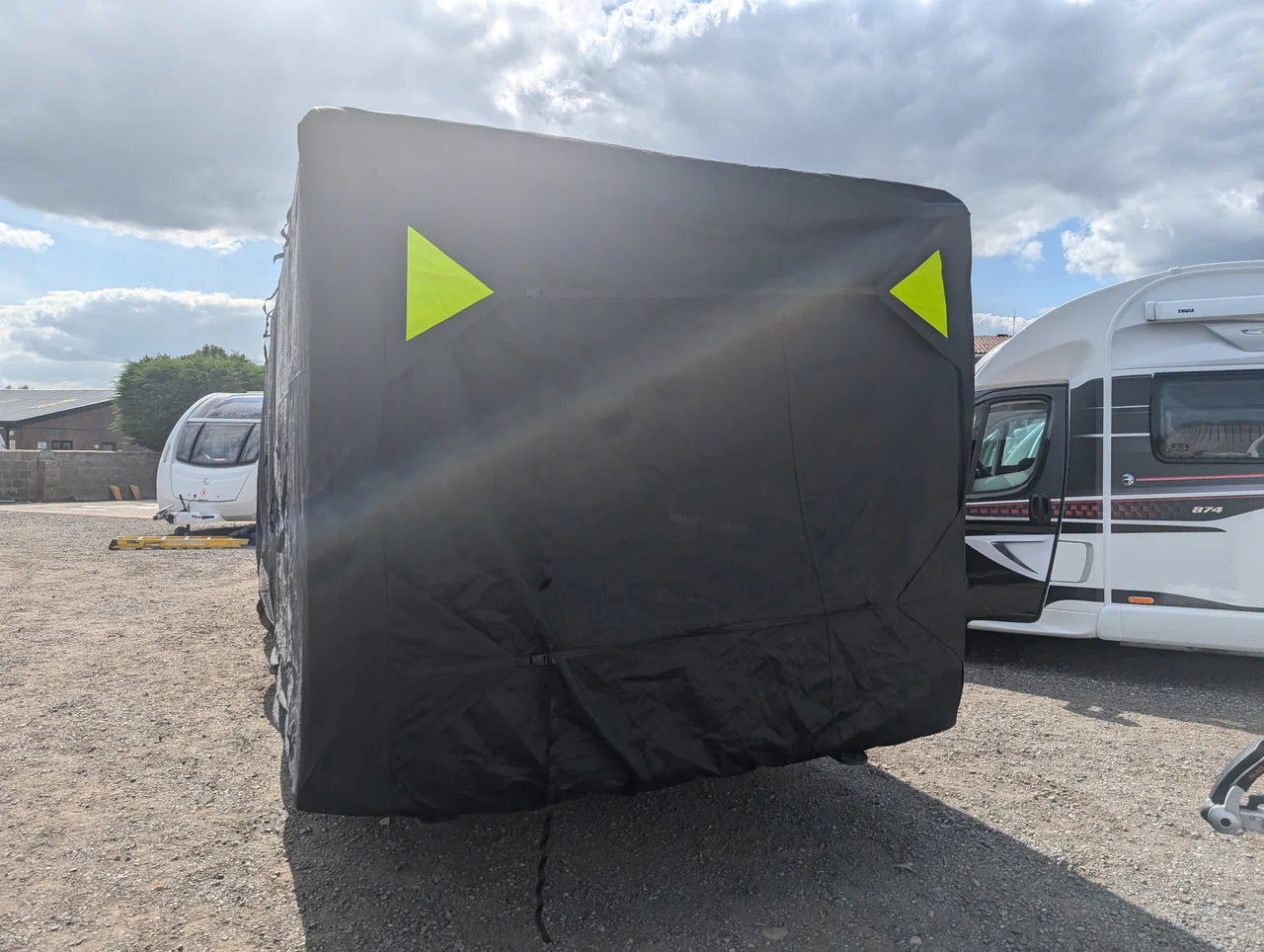 Breathable Waterproof 4Ply Caravan Cover with Free Hitch Cover Black 21-23ft - Image 3