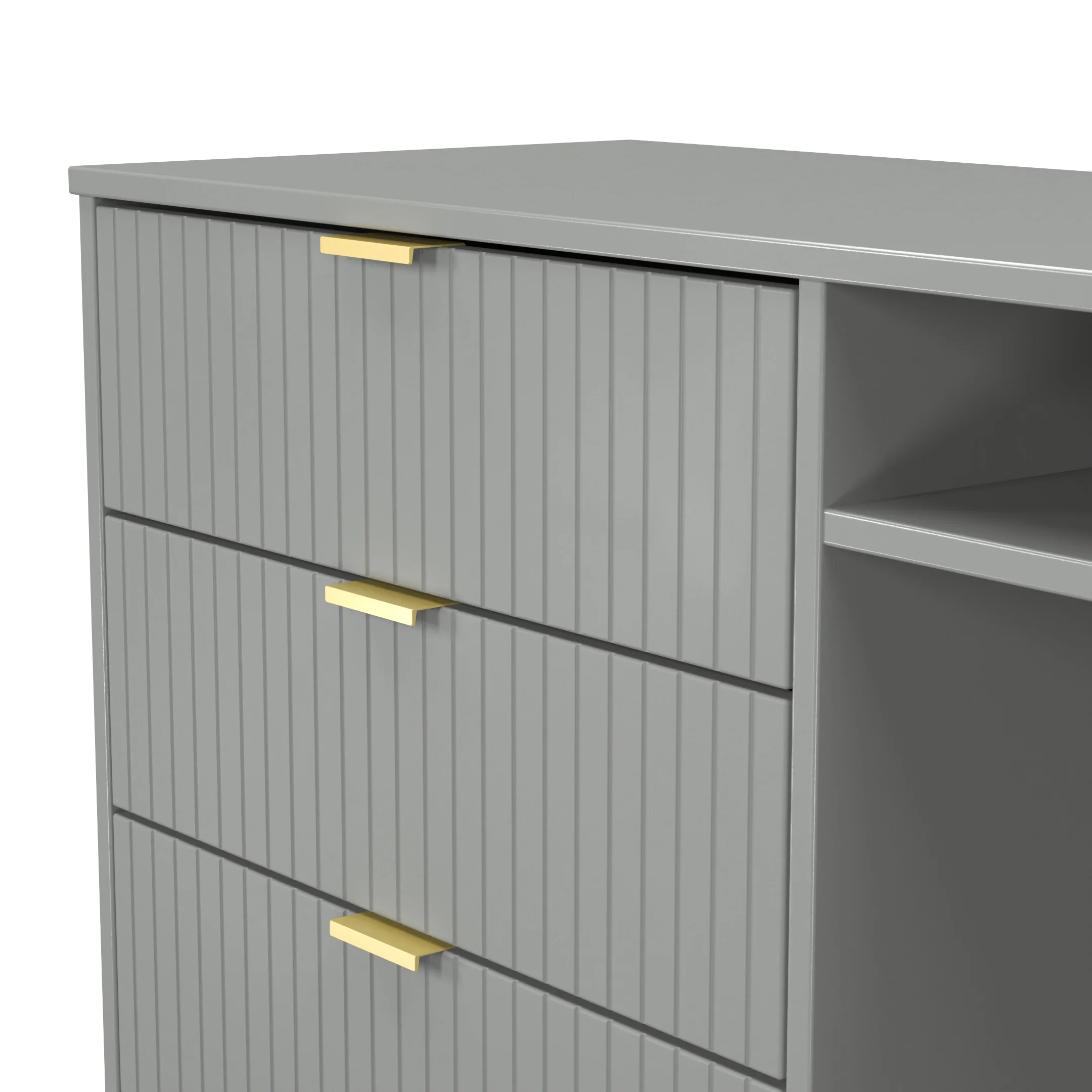 Breda Ready Assembled 3 Drawer TV Unit in Dusk Grey - Image 8