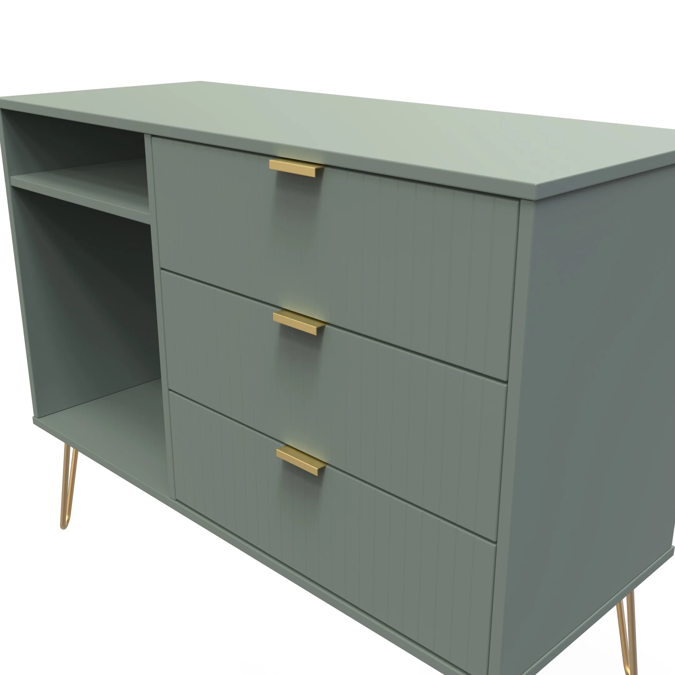 Breda Ready Assembled 3 Drawer TV Unit in Reed Green - Image 8