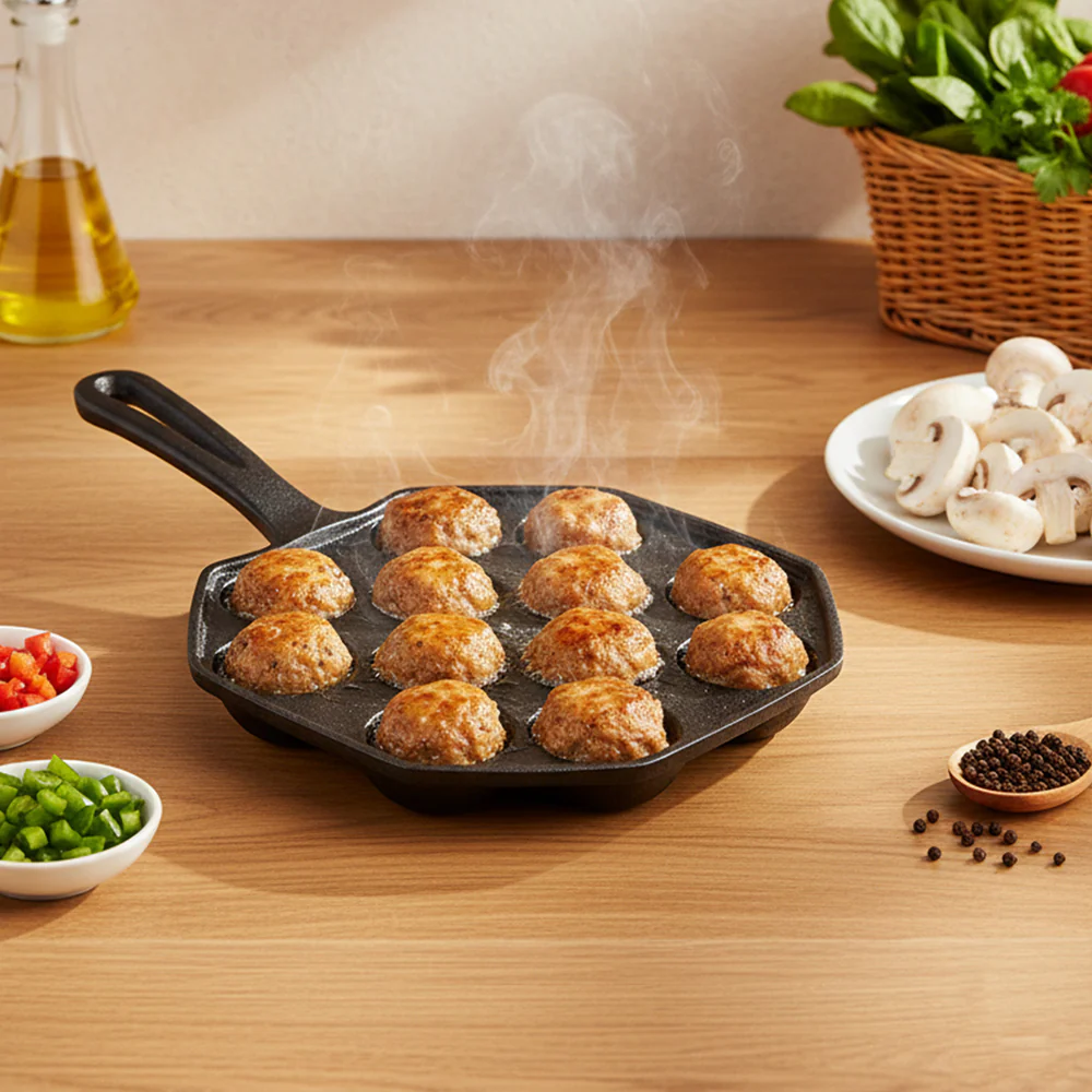 Breeins 12-Hole Cast Iron Takoyaki Pan - Image 2