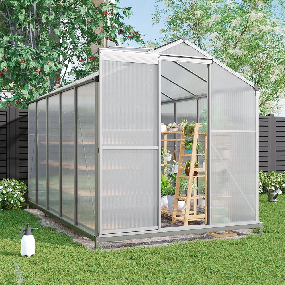 Breeins Aluminium Hobby 6 X 10ft Greenhouse With Base And Window Opening