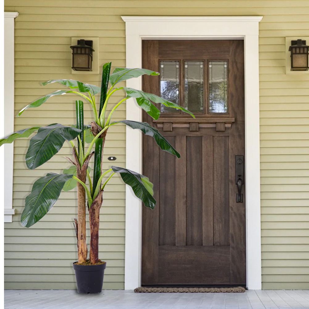 Breeins Banana Artificial Tree 3 Trunk in Black Planter - Image 2
