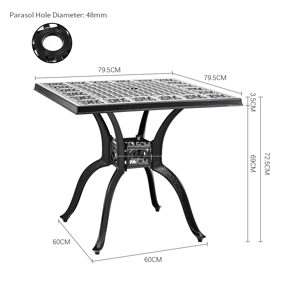 Breeins Black 3-Piece Cast Aluminum Outdoor Dining Set With Cushions - Image 3