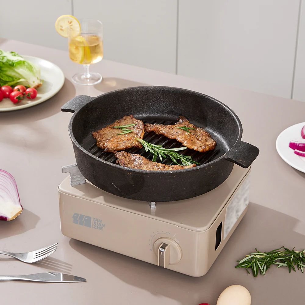 Breeins Black Round Cast Iron Grill Pan - Image 3