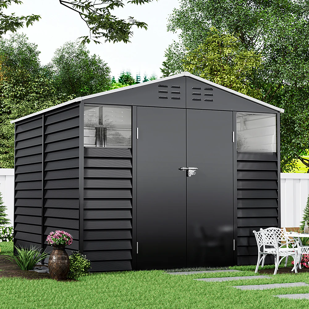 Breeins Durable Charcoal 8 X 8ft Tool Shed With Shelves