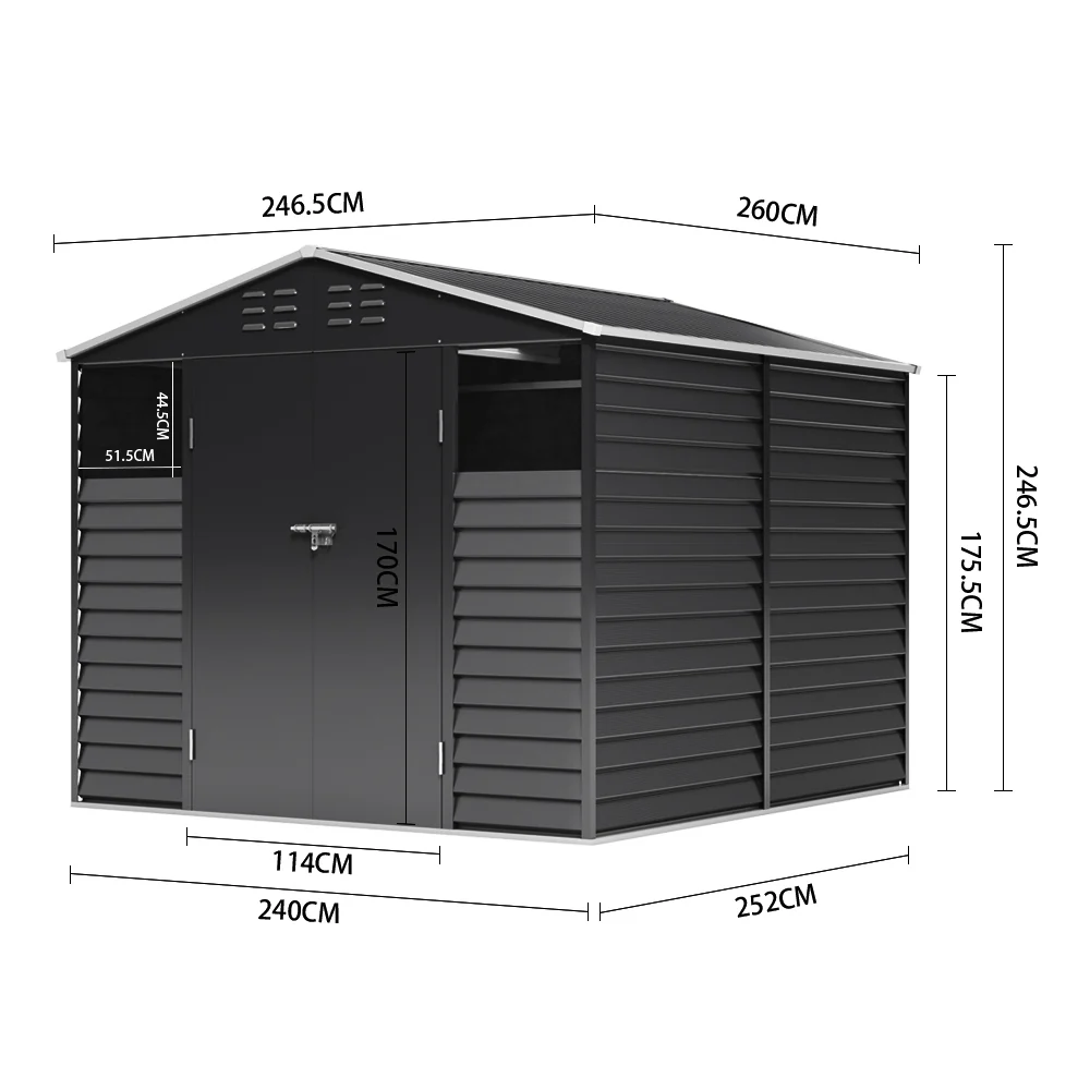 Breeins Durable Charcoal 8 X 8ft Tool Shed With Shelves - Image 8