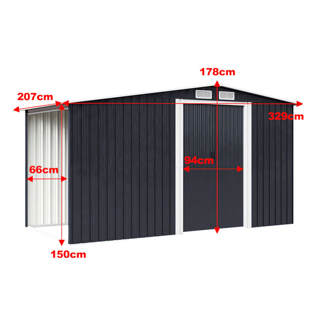 Breeins Metal Utility Shed With Firewood Rack 10ftx6ft - Image 4
