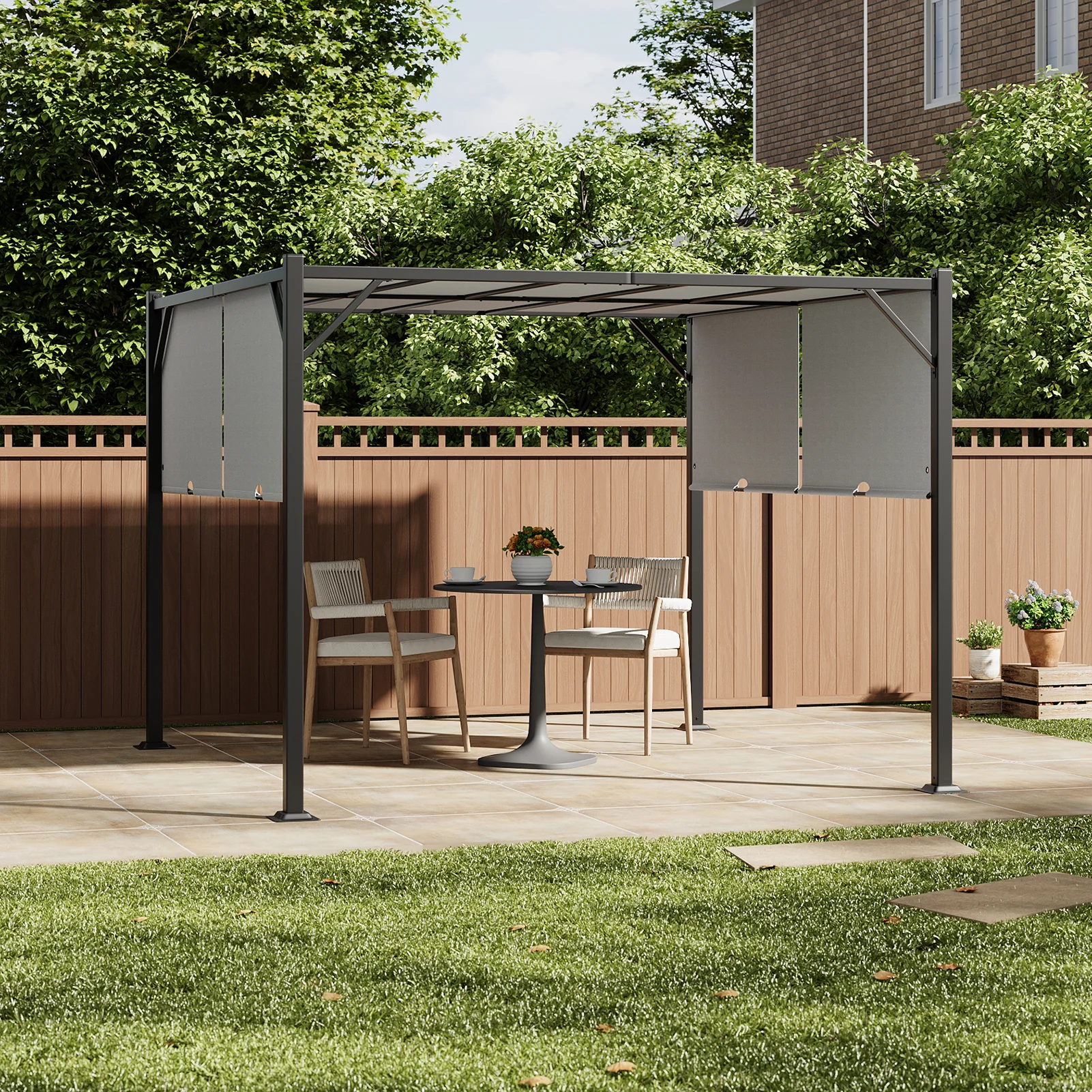Breeins Outdoor Garden Retractable Pergola with Canopy - Image 2