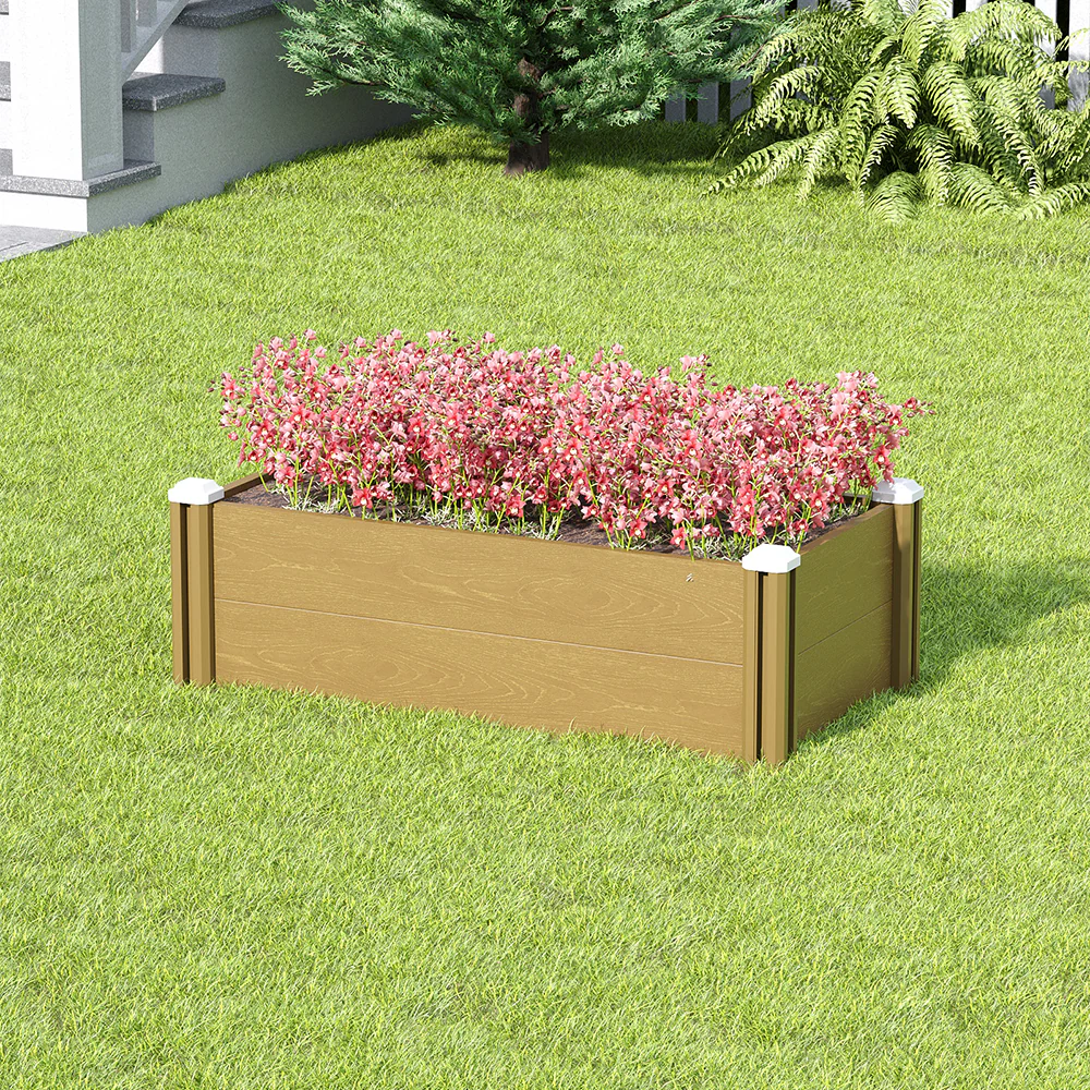 Breeins Plastic Wood-Grain Raised Garden Bed Planter - Image 2