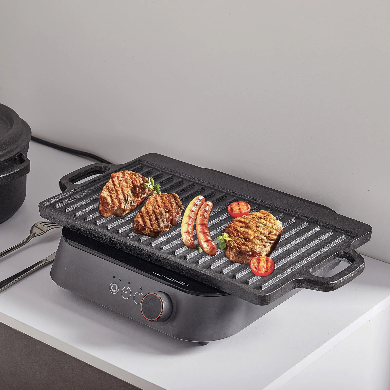 Breeins Rectangular Cast-Iron Reversible Griddle & Grill Pan - Image 2