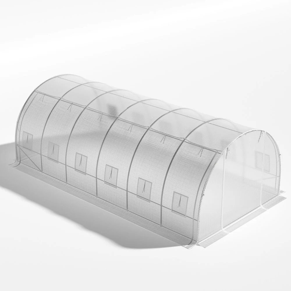 Breeins White Outdoor Walk-in Tunnel Greenhouse With Steel Frame - Image 6