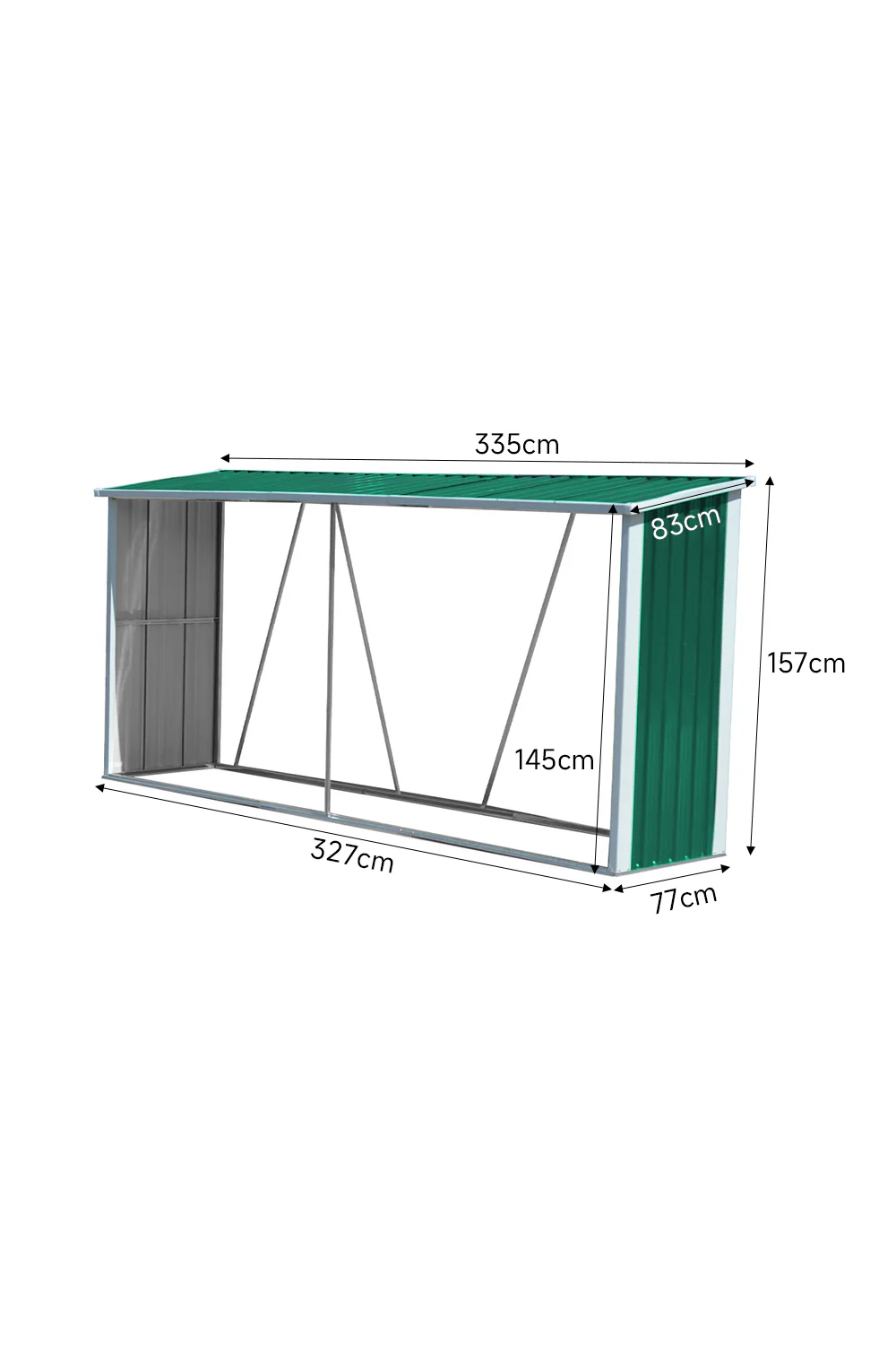 Breeins Zinc Steel Firewood Log Storage Shed 10x3 Ft - Image 7