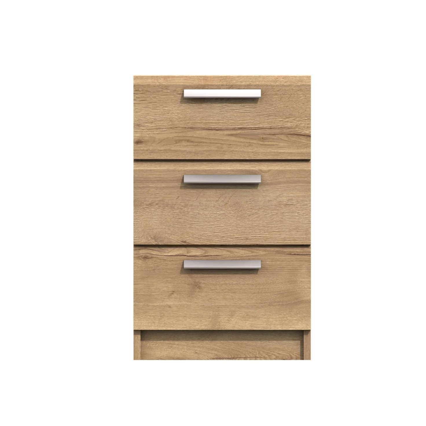 Buckingham Ready Assembled Bedside Table with 3 Drawers - Natural Rustic Oak - Image 4