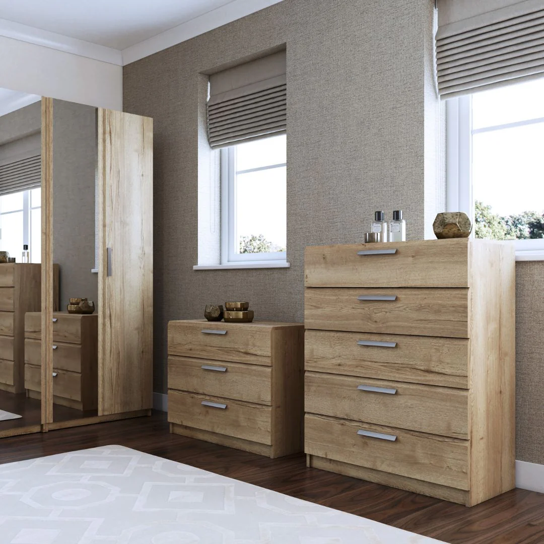 Buckingham Ready Assembled Chest of Drawers with 5 Drawers - Natural Rustic Oak - Image 8
