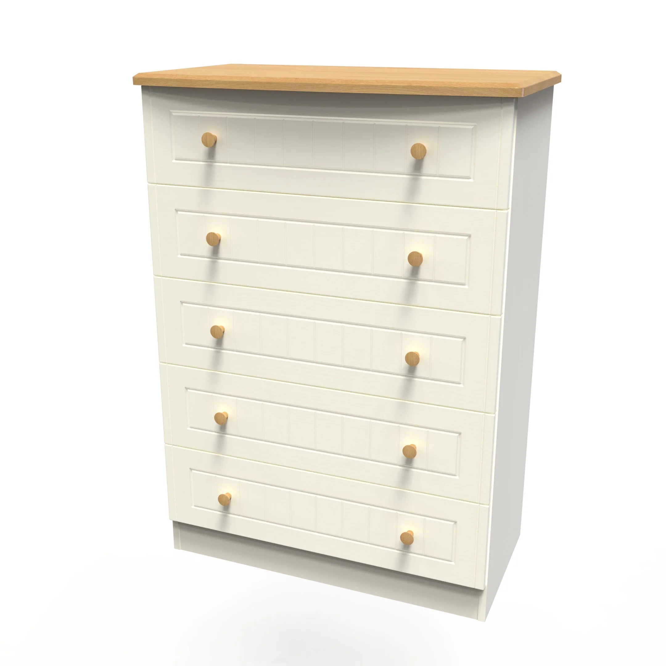 Byland Ready Assembled 5 Drawer Chest in Cream Ash & Modern Oak - Image 10