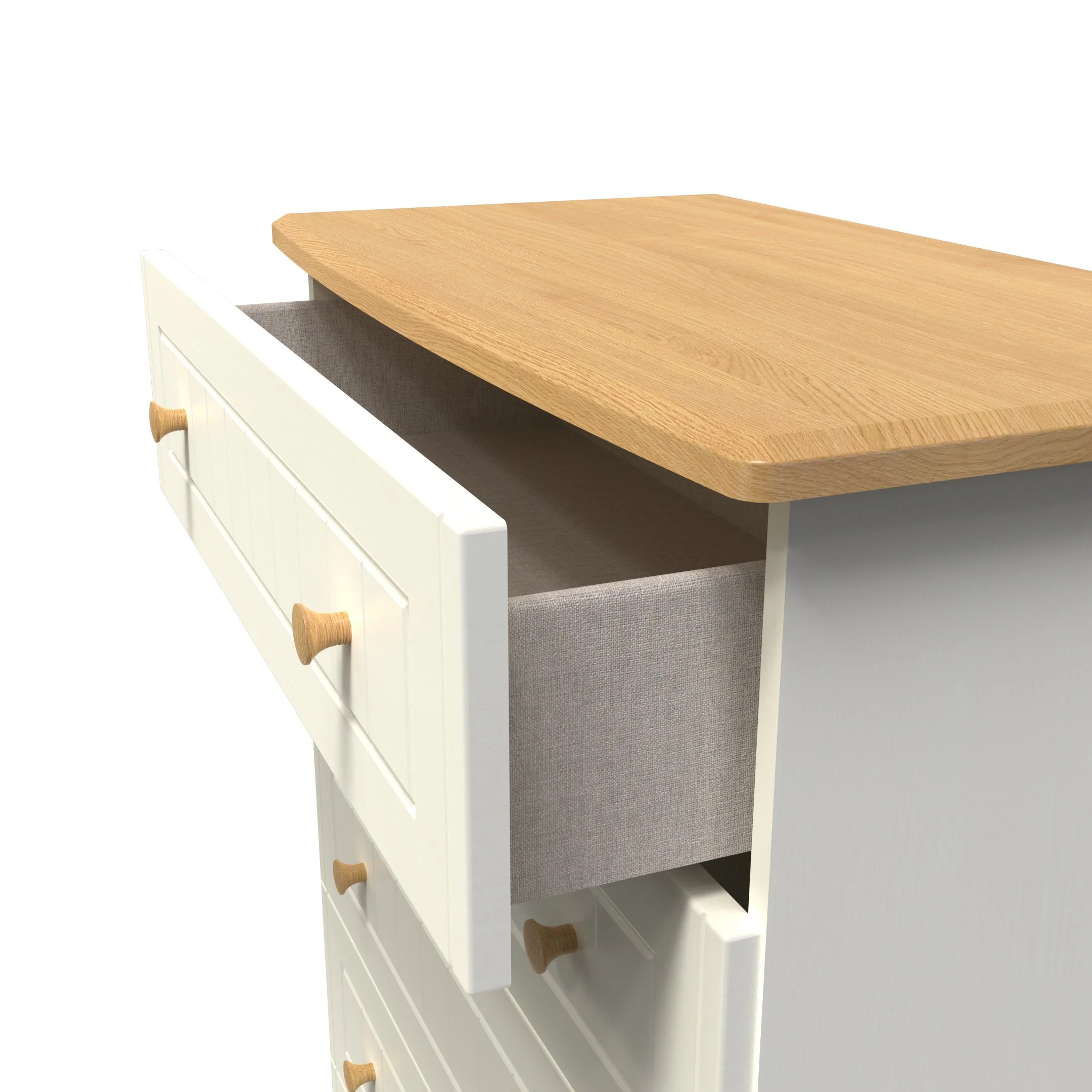 Byland Ready Assembled 5 Drawer Chest in Cream Ash & Modern Oak - Image 14