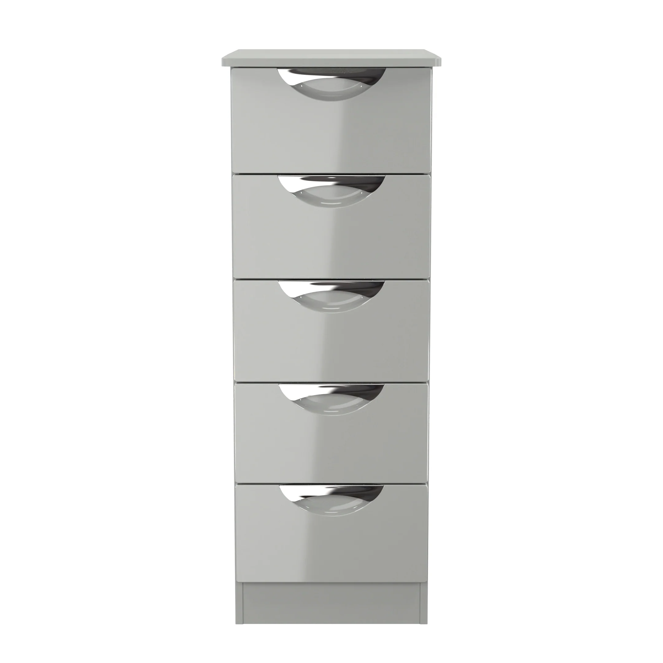 Camden 5 Drawer Tallboy in Grey Gloss & Dusk Grey - Ready Assembled - Image 2