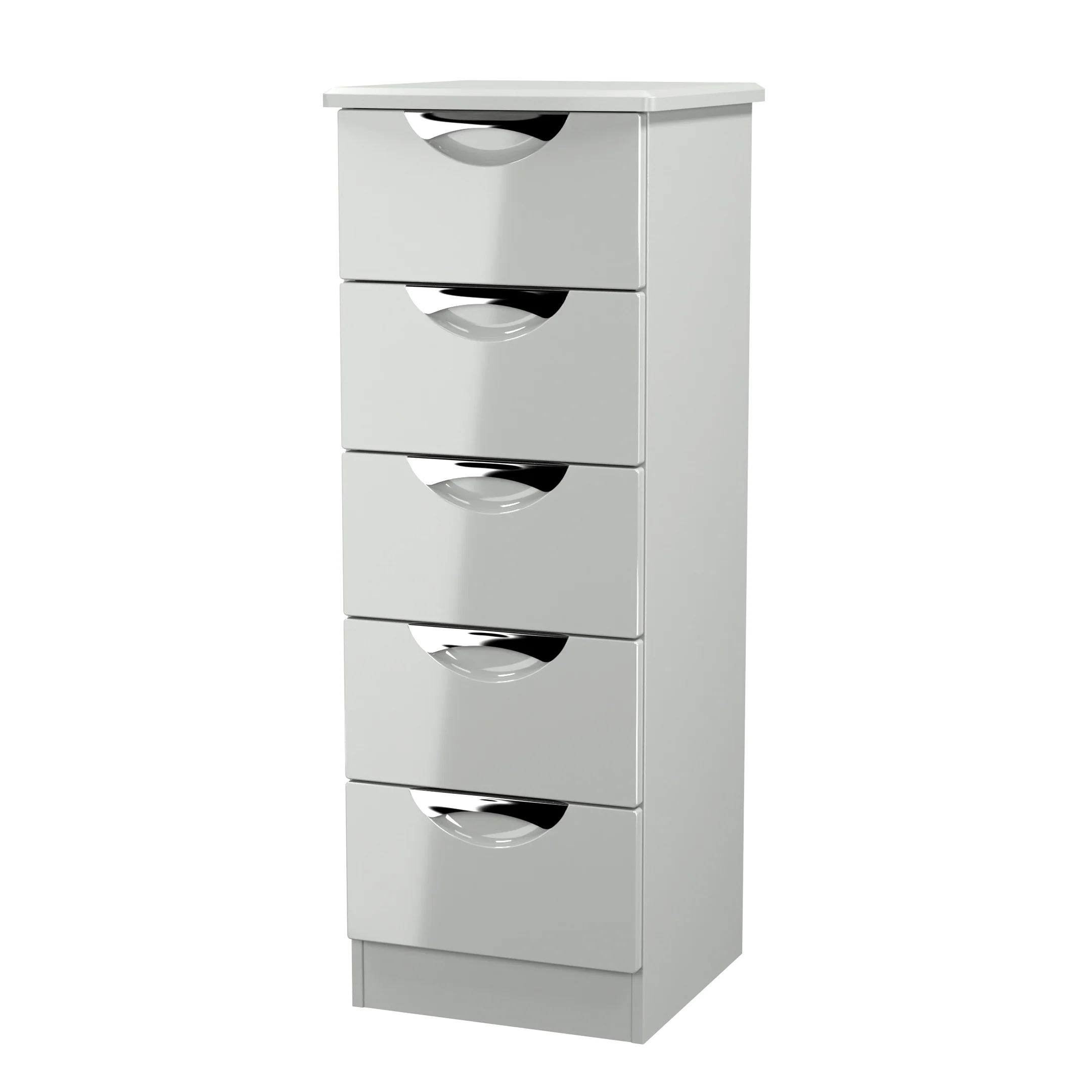 Camden 5 Drawer Tallboy in Grey Gloss & Dusk Grey - Ready Assembled - Image 4
