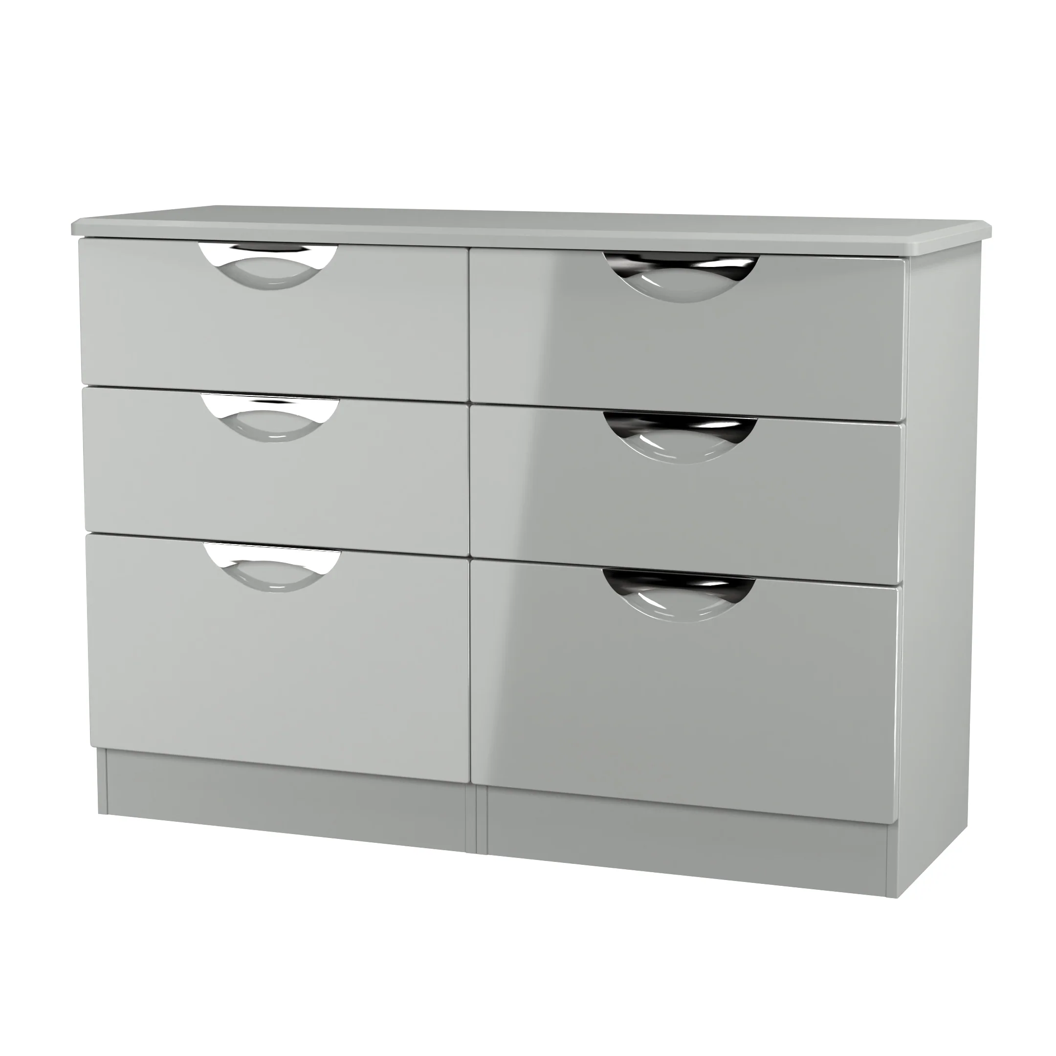 Camden 6 Drawer Wide Chest in Grey Gloss & Dusk Grey - Ready Assembled - Image 4