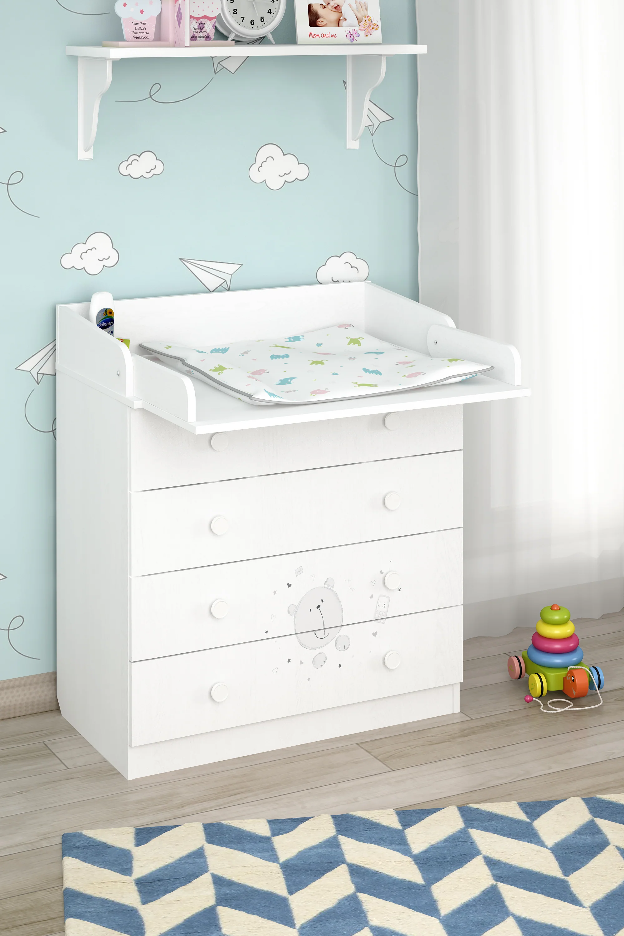 Changing Dresser 800 Shefa Kids, Teddy, White - Image 4