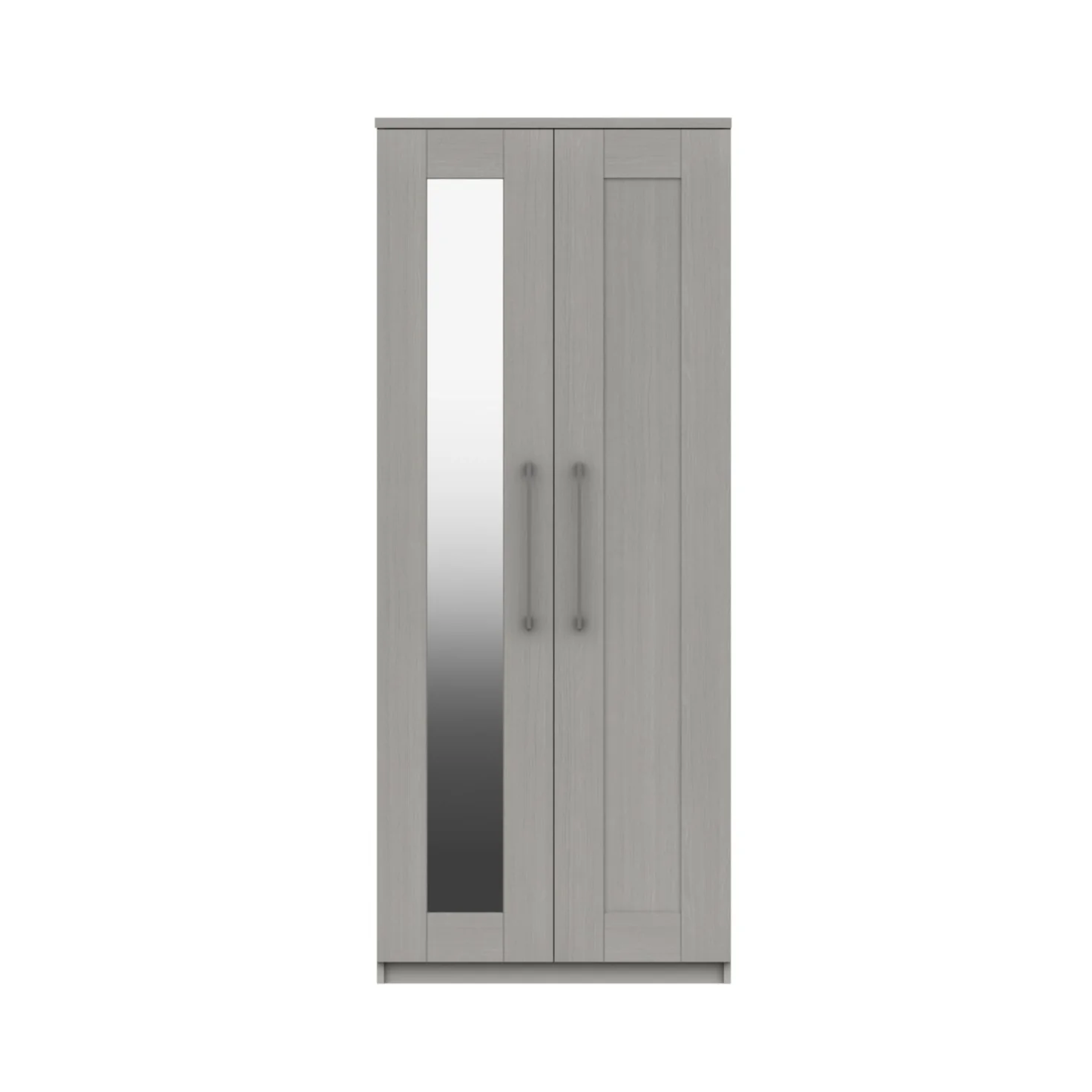 Chester Ready Assembled Wardrobe with 2 Doors & Mirror - Light Grey - Image 4