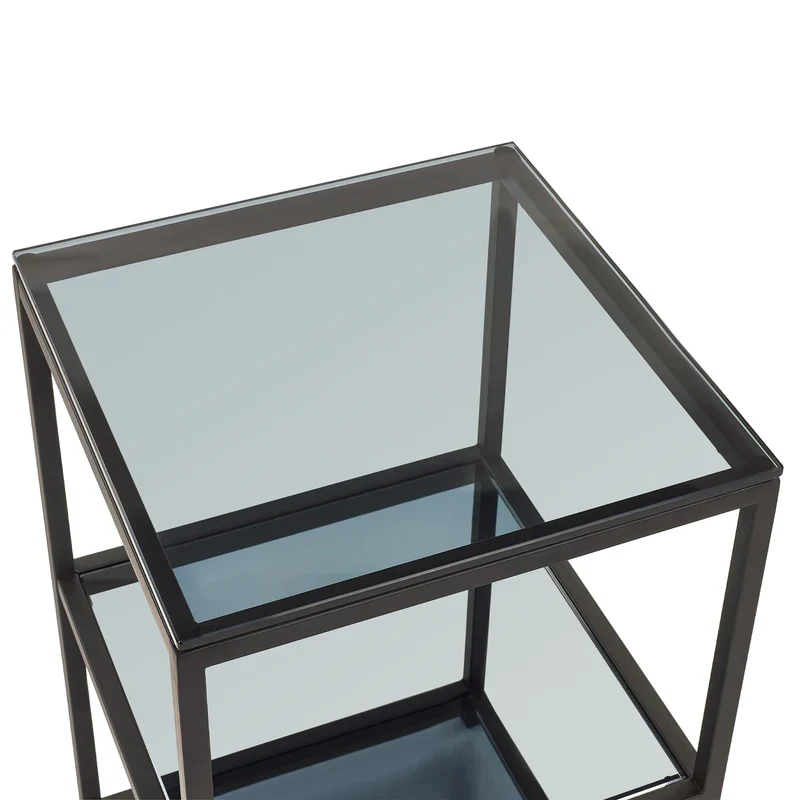 Chicago Tall Narrow Side Table Smoked Glass - Image 2