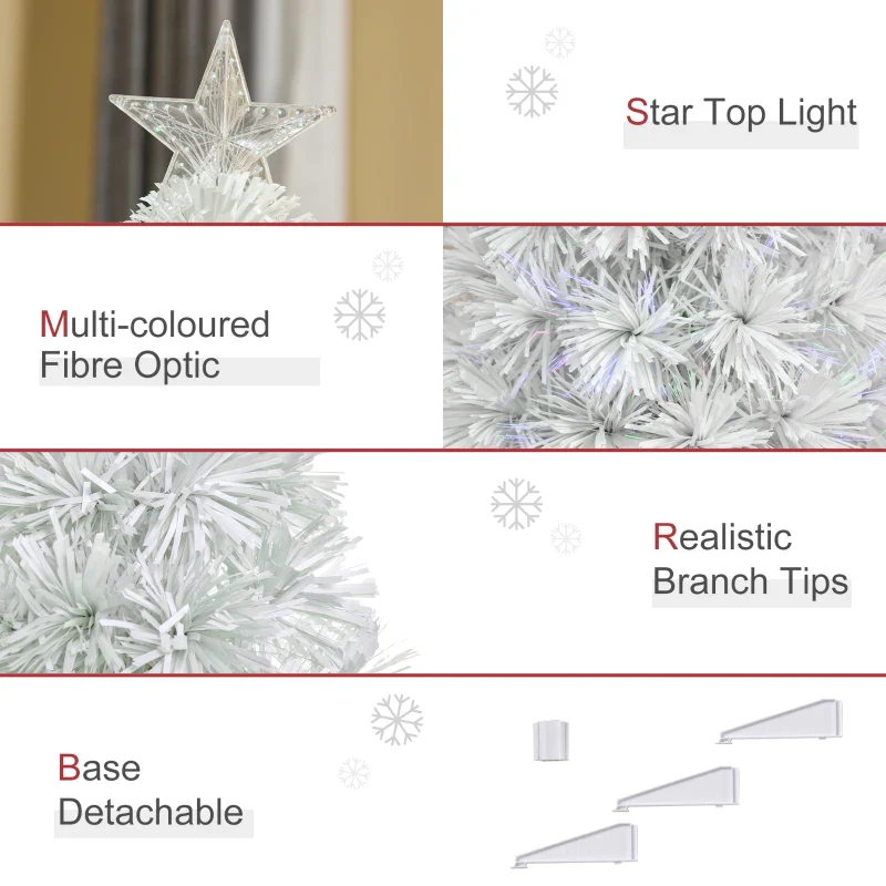 Christmas Time 2.5FT Prelit Artificial Tabletop Christmas Tree with Fibre Optics Holiday Home Xmas Decoration for Table and Desk, White - Image 9