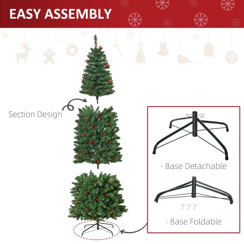 HOMCOM 7ft Green Prelit Artificial Pencil Christmas Tree - Image 7