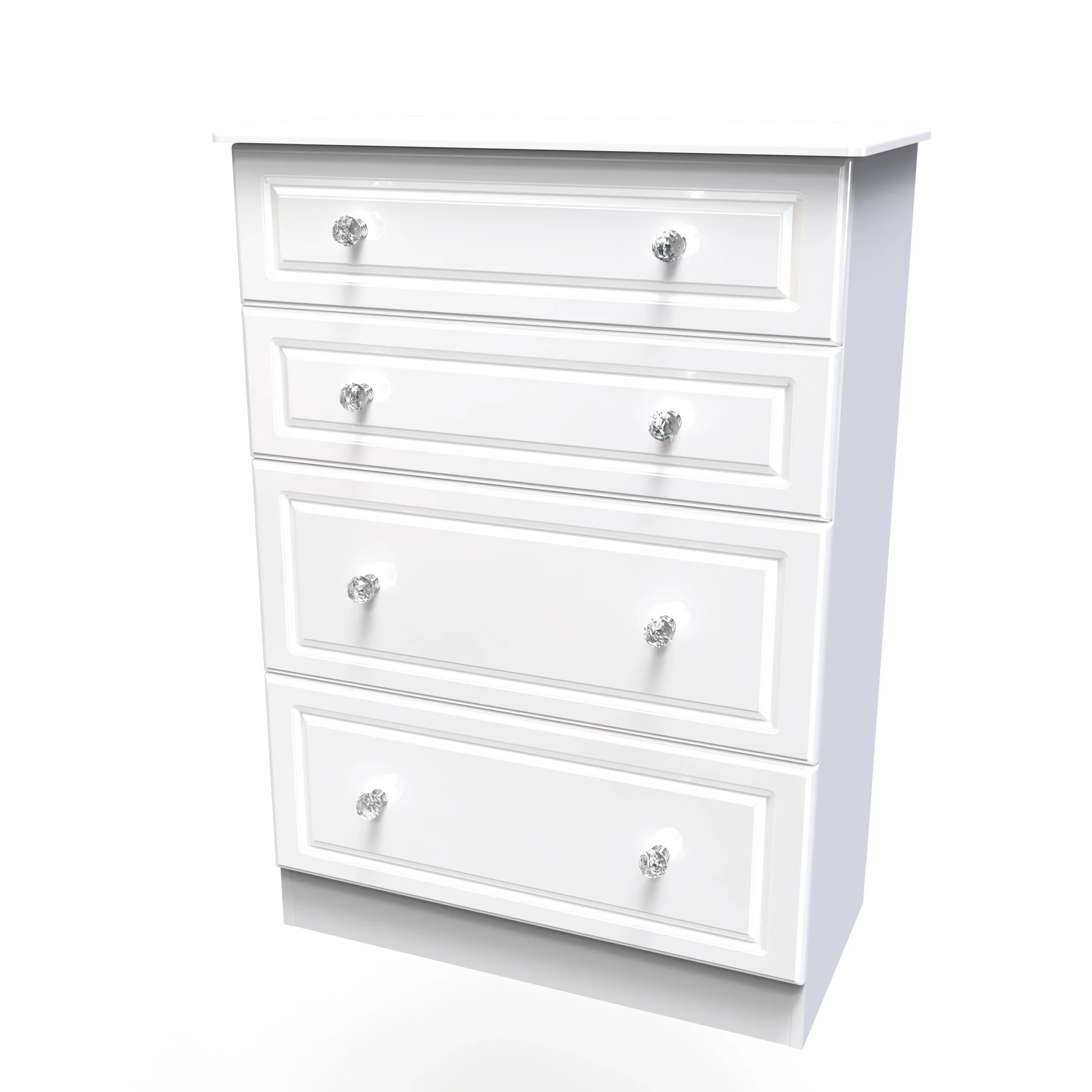 Clarence Ready Assembled 4 Drawer Deep Chest in White Gloss & White - Image 3