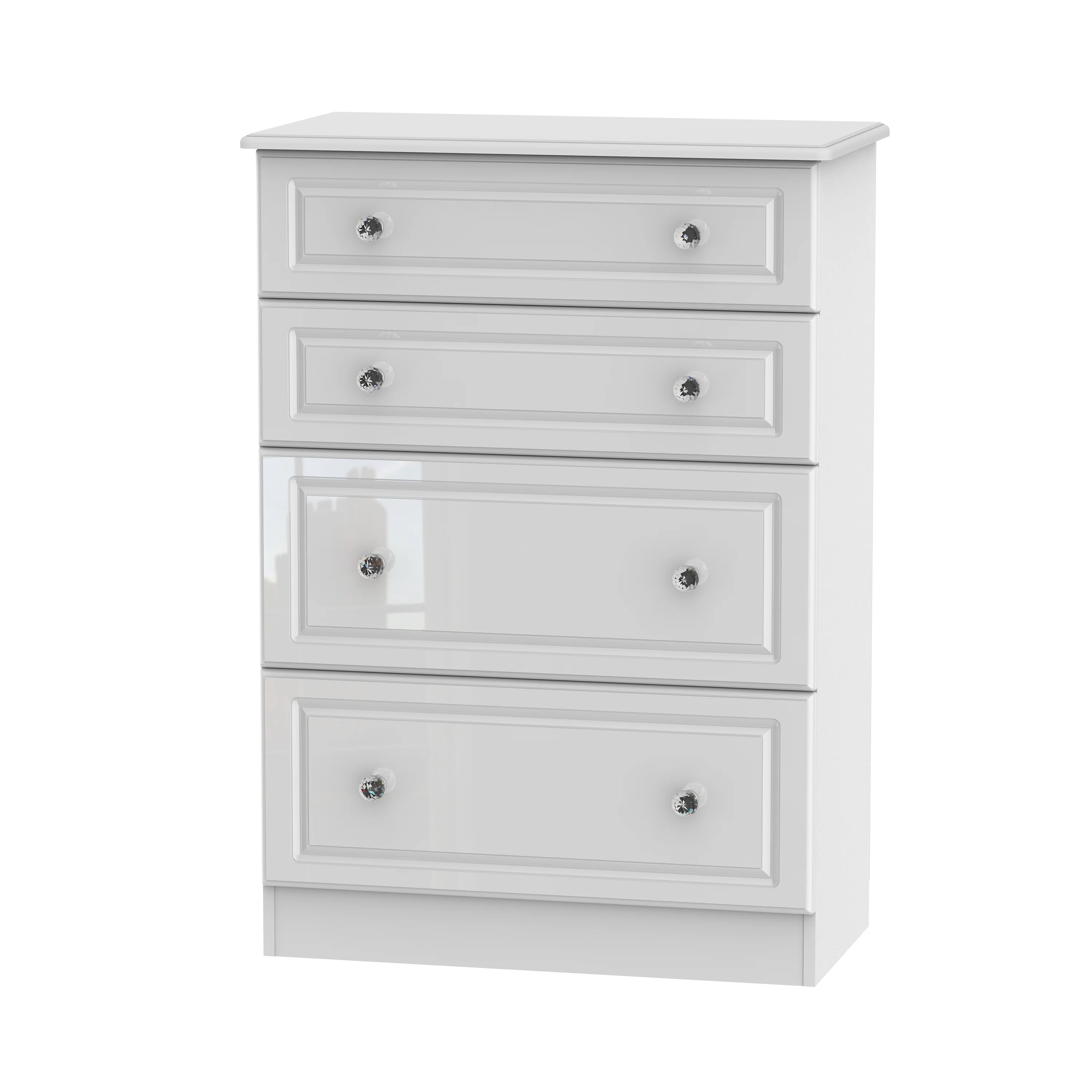 Clarence Ready Assembled 4 Drawer Deep Chest in White Gloss & White - Image 6