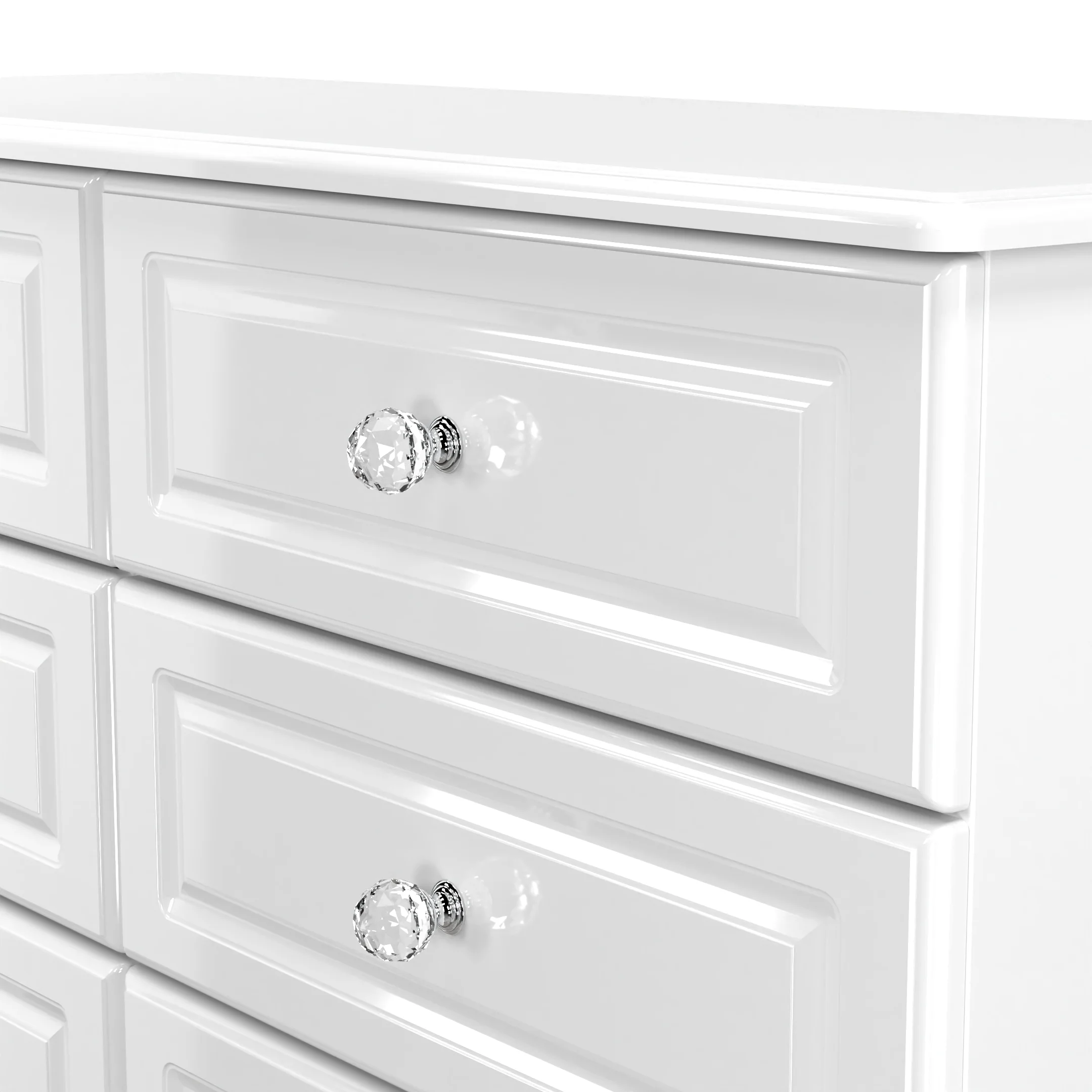 Clarence Ready Assembled 6 Drawer Wide Chest in White Gloss & White - Image 4