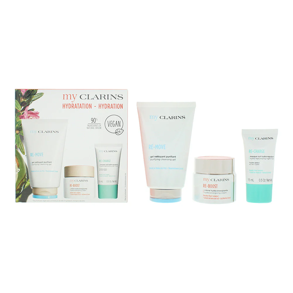 Clarins Hydration 3 Piece Gift Set: Cleansing Gel 125ml - Energising Face Cream