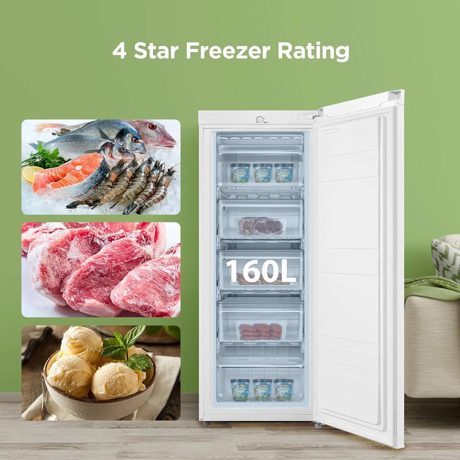 COMFEE 160 Litre Freestanding Upright Freezer - Image 3