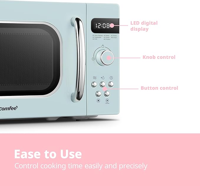 Comfee 800W 20L Retro Microwave Oven with LED Display - Image 4