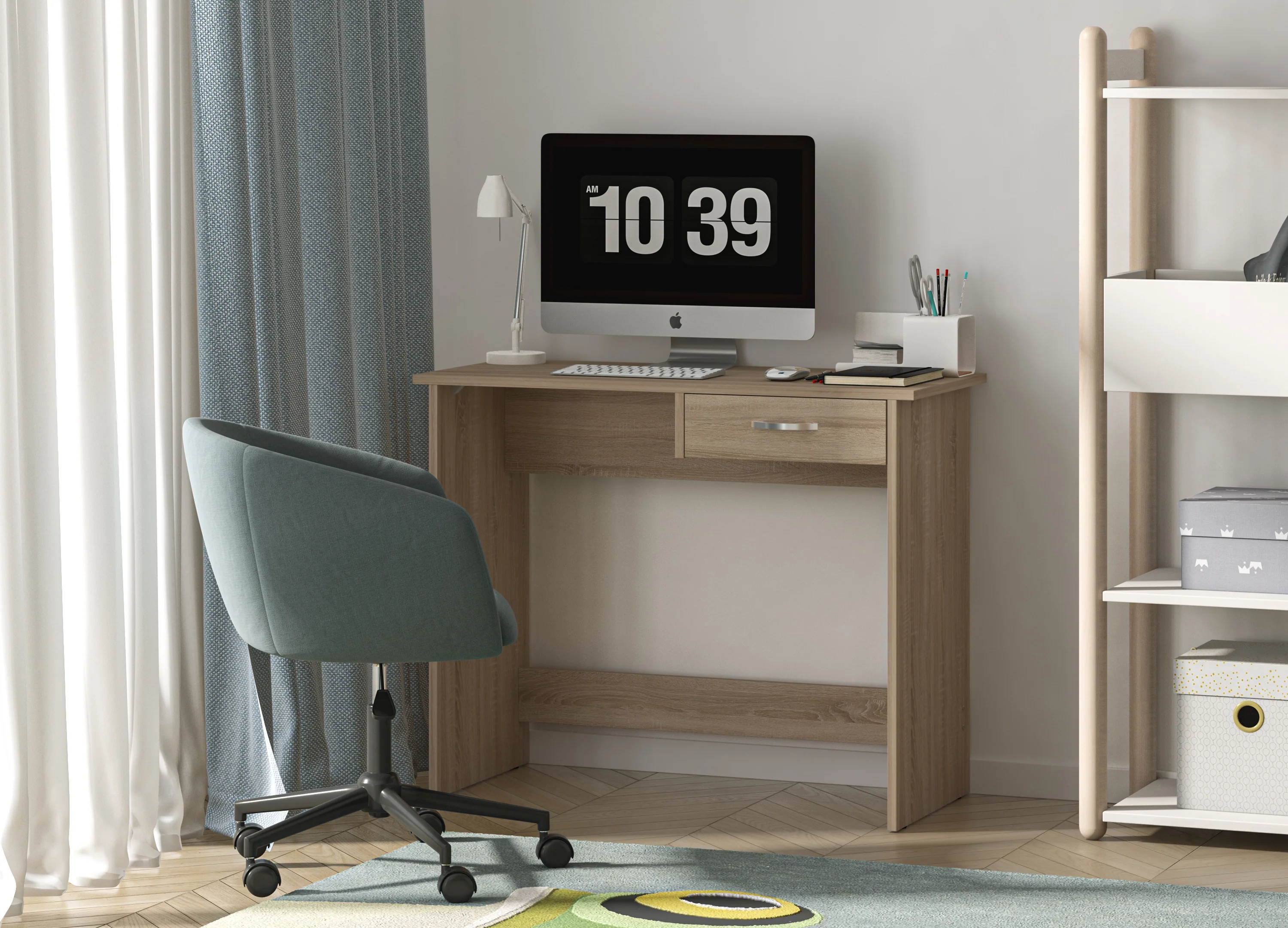 Computer Desk Shefa Line Nano Sonoma Oak, 90 Cm - Image 6