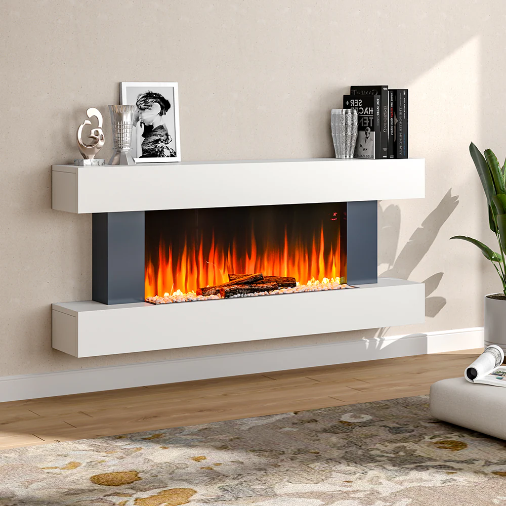 Contemporary Wall Mounted/Freestanding Fireplace Mantel for Living Room