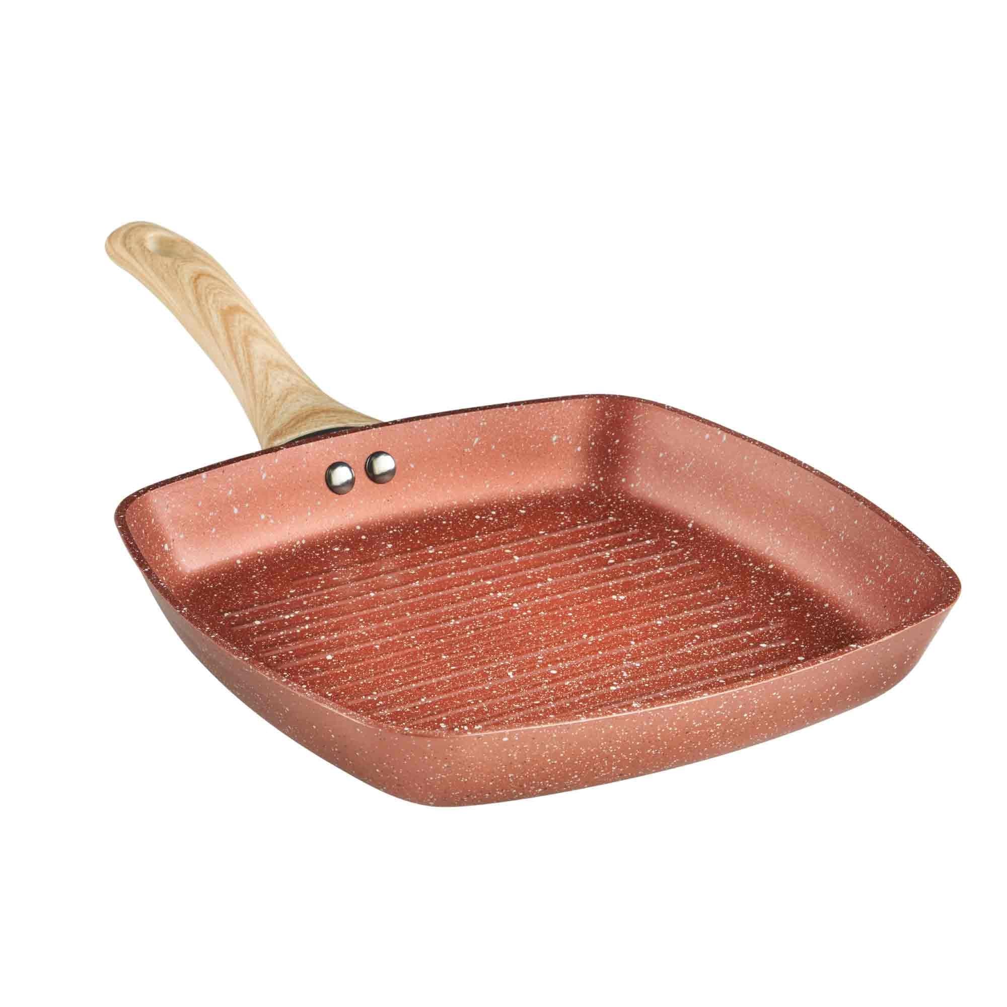 Lewis's Sovereign Stone Copper Griddle Pan with Soft Touch Handle Home Kitchen