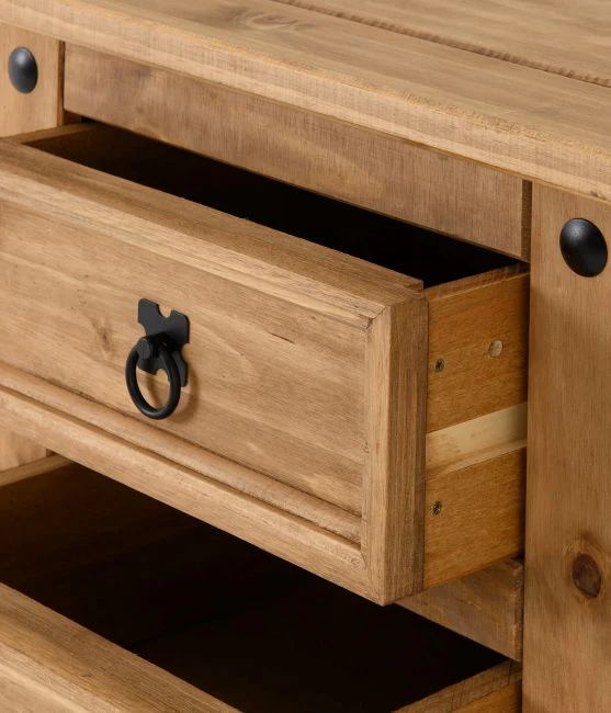 CORONA 3 DRAWER BEDSIDE - DISTRESSED WAXED PINE - Image 6